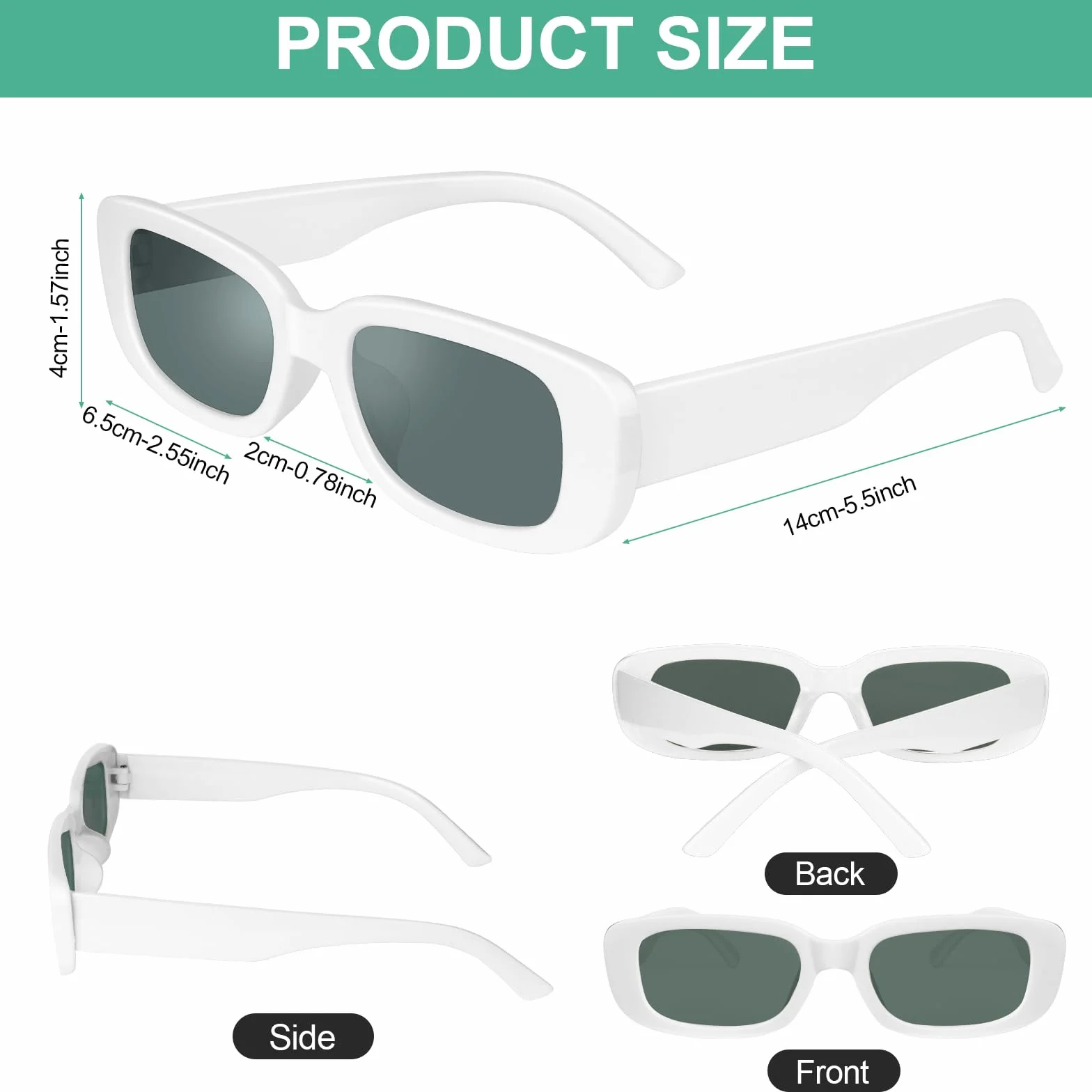 Ainiv Gafas de Sol Rectangulares 2 Piezas Protección UV400
