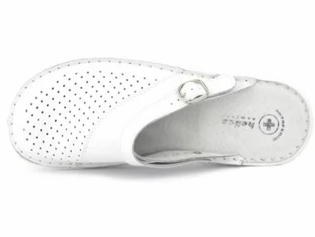 Zapatillas Sanitarias Mujer con Parte Superior Calada Cerrada Tira Ajustable Suela Flexible Ligeras Cómodas Blanco Talla 41