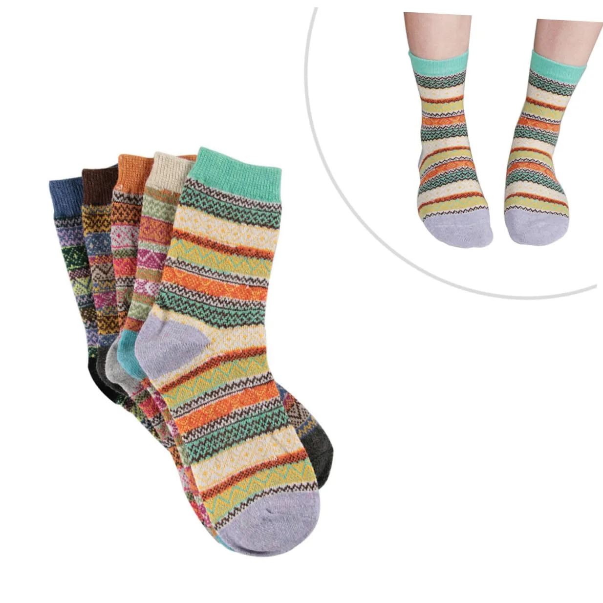 SHERCHPRY 10pares Calcetines De Lana Para Mujer Diseño Vintage Térmicos y Cómodos Para Invierno Paquete
