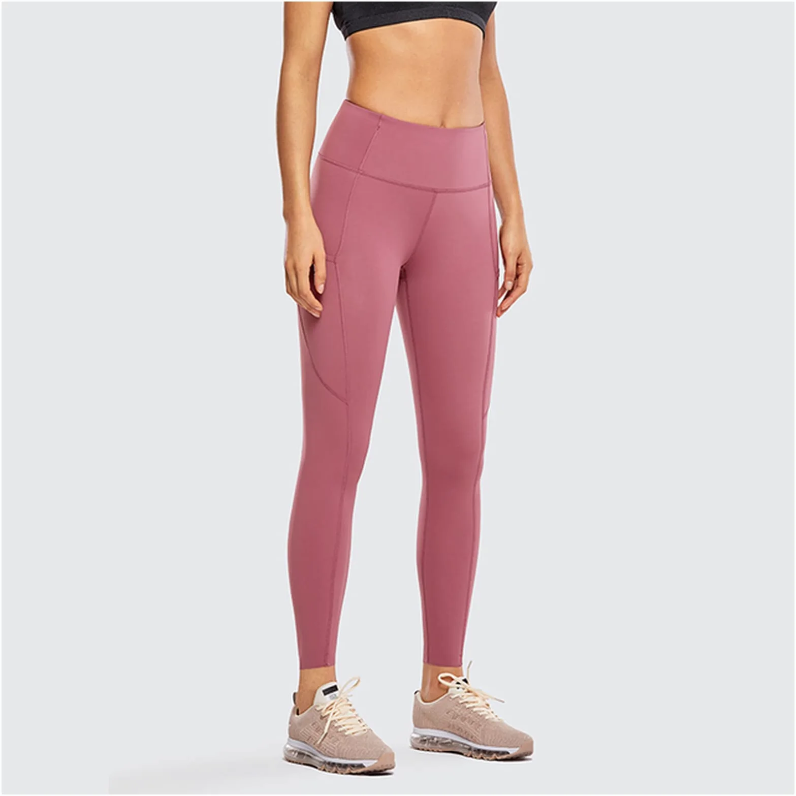 Polainas Impermeables Pantalones de yoga de cintura alta de las mujeres con bolsillos desnudos sentidos entrenando leggings-25 pulgadas Polainas Trail Running ( Color : Misty Merlot08 , Size : Small )