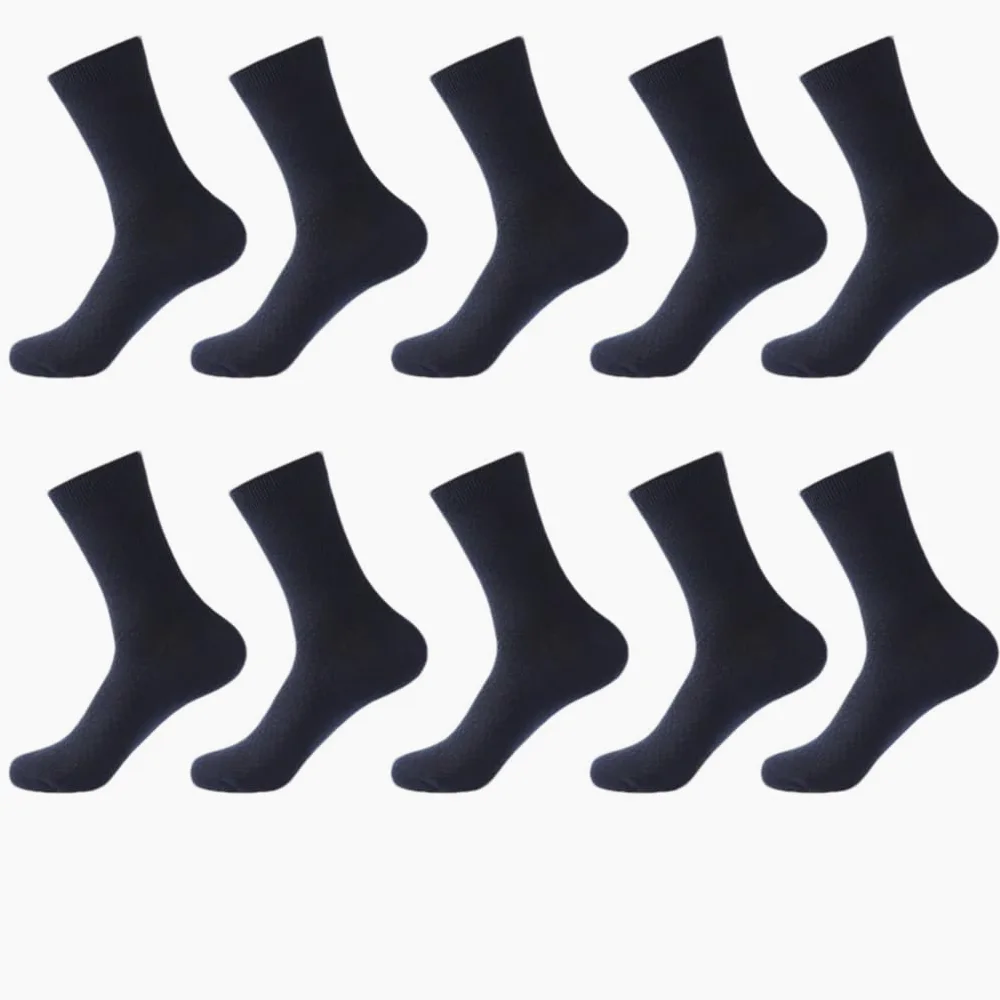 Dninmim 10 pares de calcetines largos de algodón para hombre, color negro, de negocios, casual, talla grande