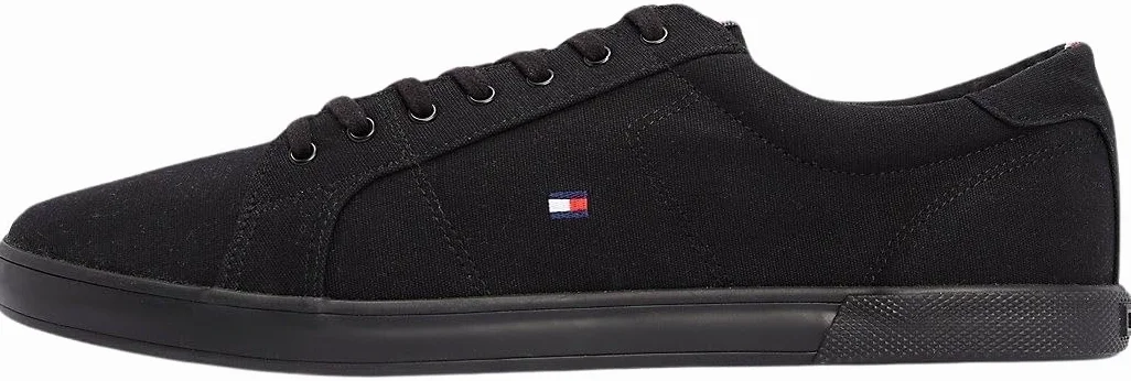 Tommy Hilfiger Zapatillas para Hombre Sneaker con Suela Vulcanizada, Negro (Black/Black), 44