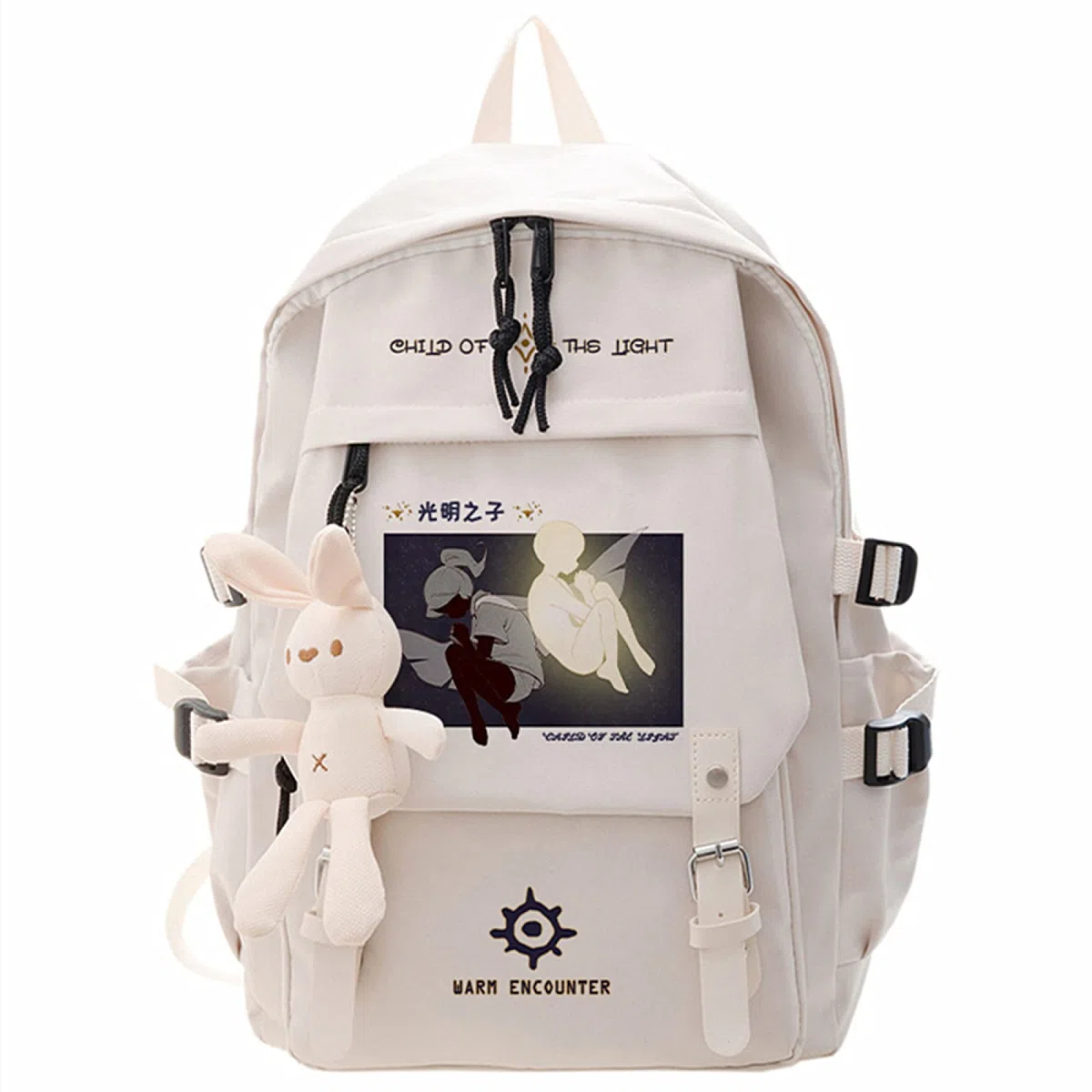 Game Sky:Children Of The Light - Mochila escolar impermeable de nailon con dibujos animados, color blanco claro, blanco, Talla única