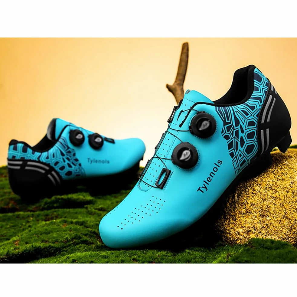 ENEN Zapatillas de Ciclismo para Hombre Mujer, MTB Zapatos Bicicleta de Montaña Compatibles con Look SPD Lock, Azul Negro Gris Rosa Unisex Zapatillas de Bicicleta de Montaña