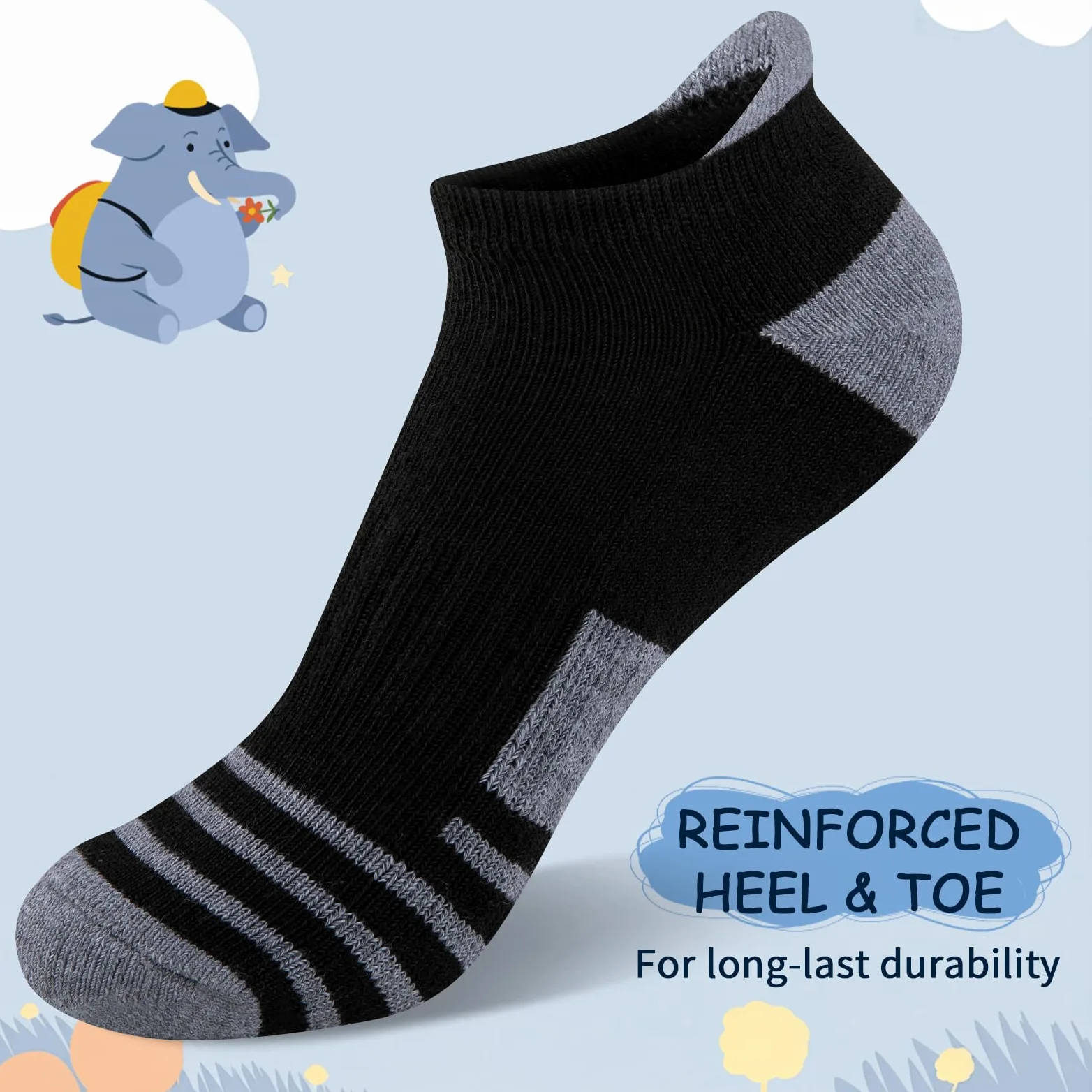 Comfoex 10 pares de calcetines deportivos para niños de 4 a 7, 7 a 10, 10 a 12 años, con suela acolchada
