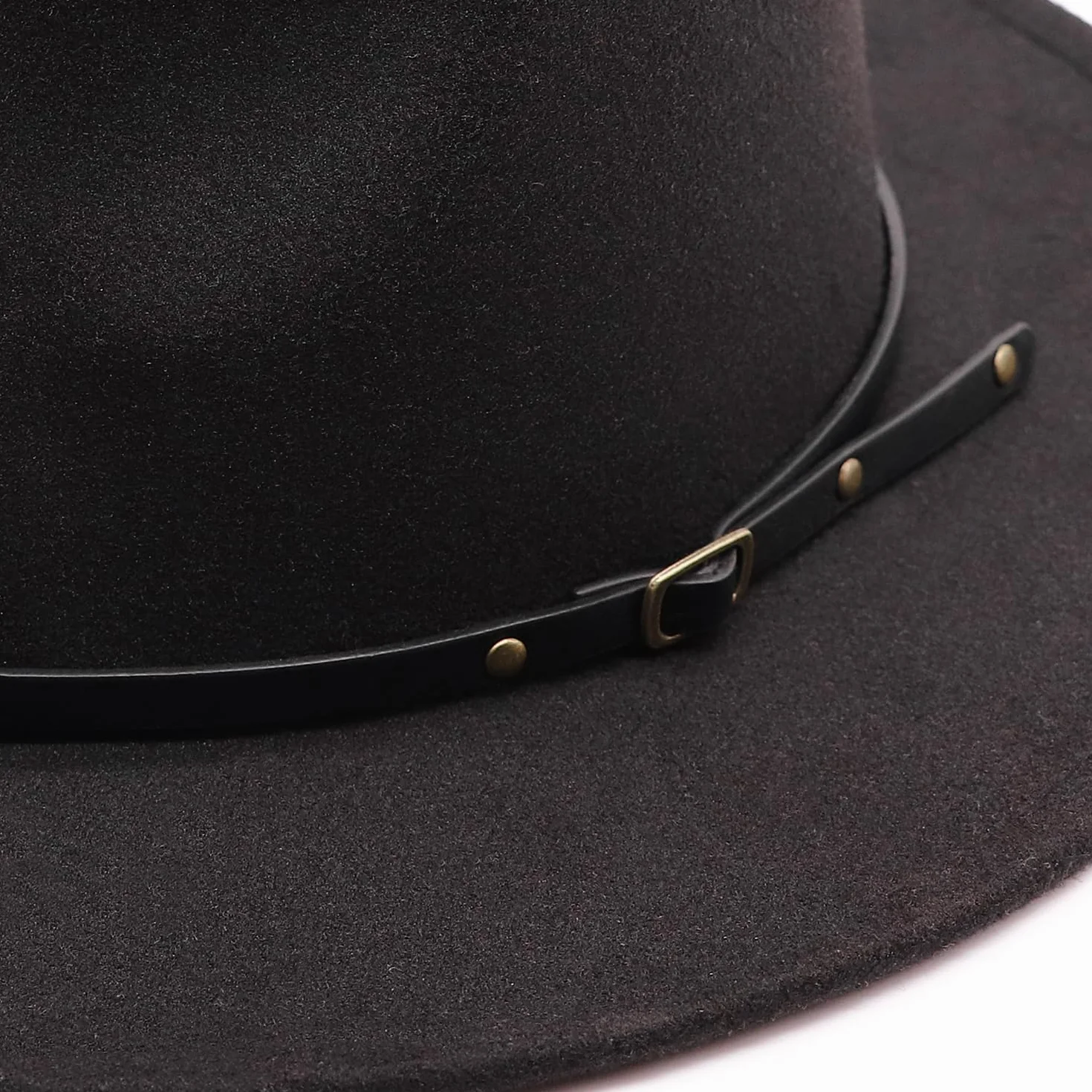 DRESHOW Sombrero de ala ancha Fedora para mujer Hebilla de cinturón Retro Panamá Floppy Hat