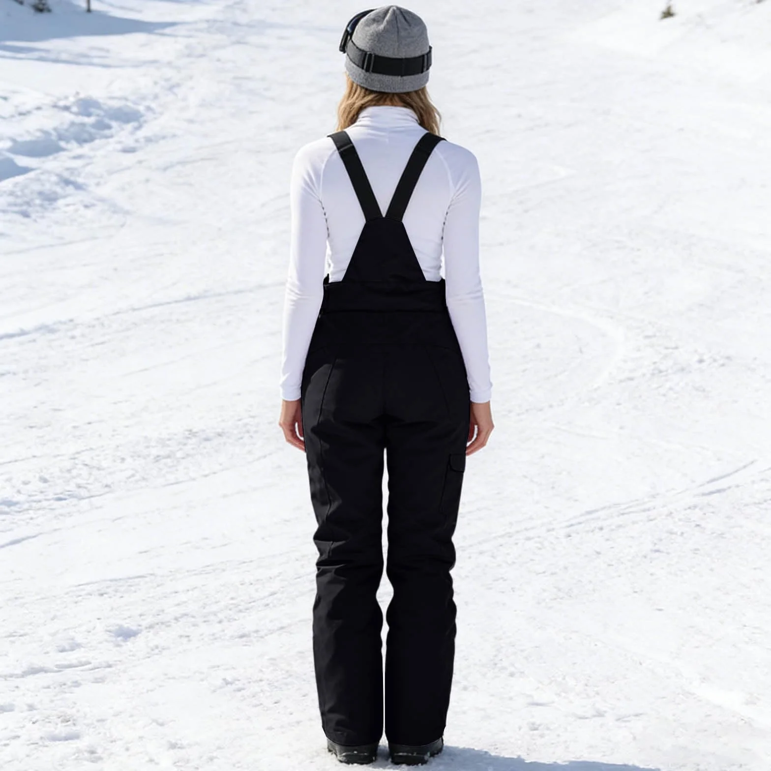 Genérico Pantalon Nieve Mujer Pantalones De Esquí Baggy Pantalón Termico Pantalon Ski Mujer Cálidos con Multibolsillos Pantalones Nieve Mujeres Ajustable Exterior Ropa Ski
