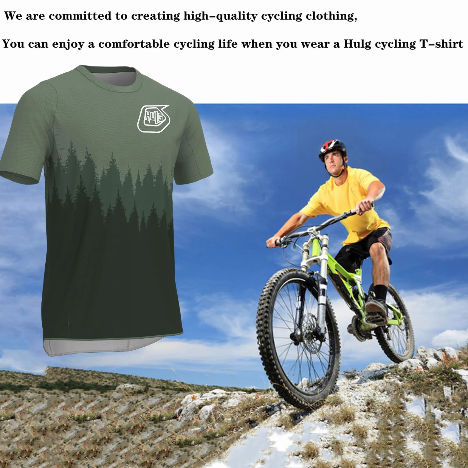 Camiseta MTB Manga Corta para Hombre, Ropa de Ciclismo de Montaña Textura Suave