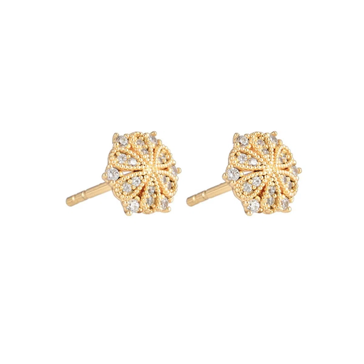 Pendientes de mujer en oro amarillo de 9 K/14 K/18 K Moissanita flor pendientes