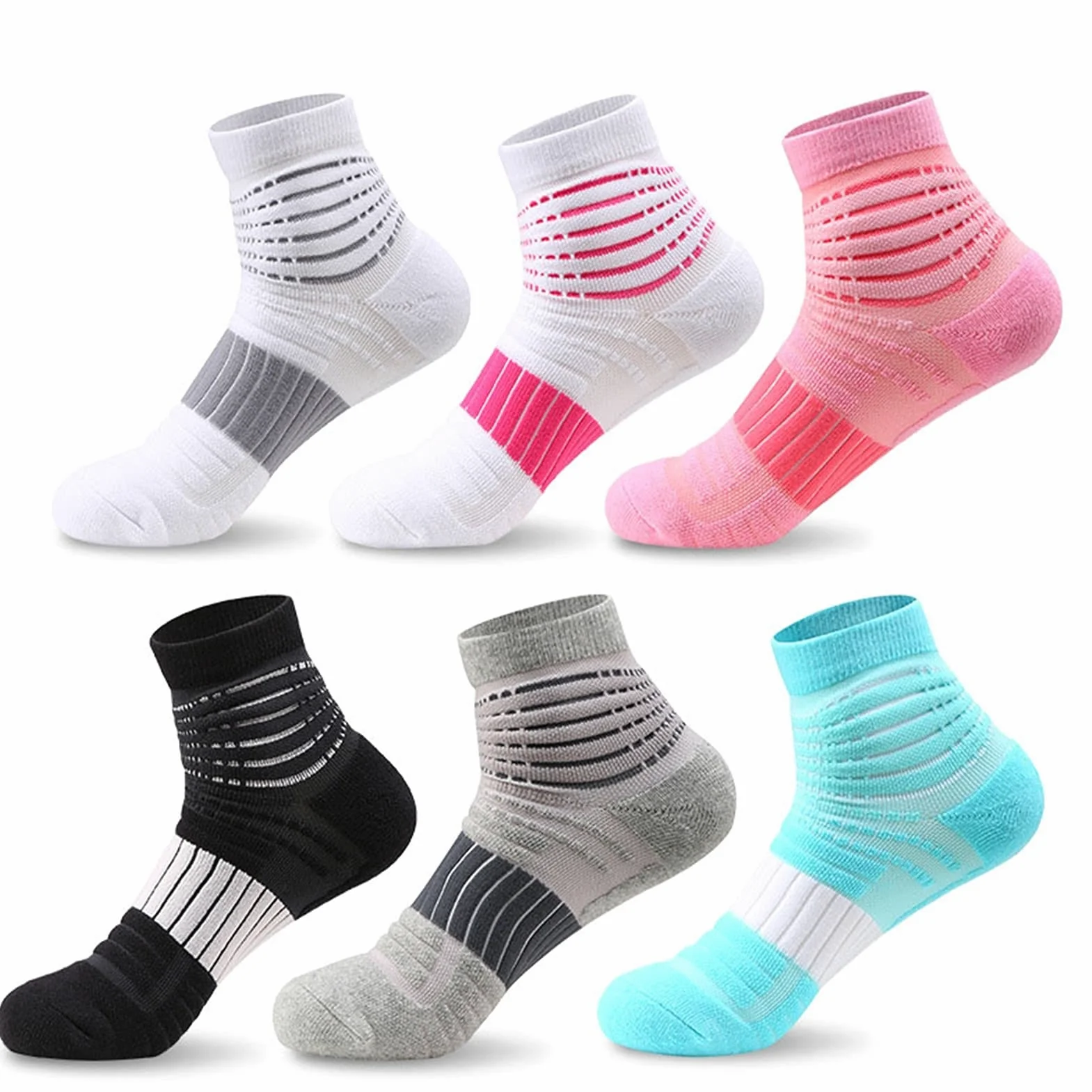 Calcetines Deportivos Hombres Mujeres al Aire Libre Elite Fitness Baloncesto Ciclismo Corriendo Calcetines Cortos Gruesa cojín Transpirable Cuarto Calcetines Deportes Calcetines
