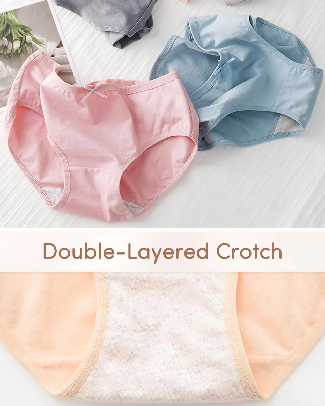 Domee Braguitas Algodón Ropa Interior Niña Pack de 8 Bragas Color Sólido