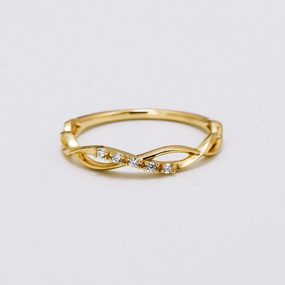 Anillos de amistad de oro amarillo de 9 K/14 K/18 K con diamante, cruz hueca