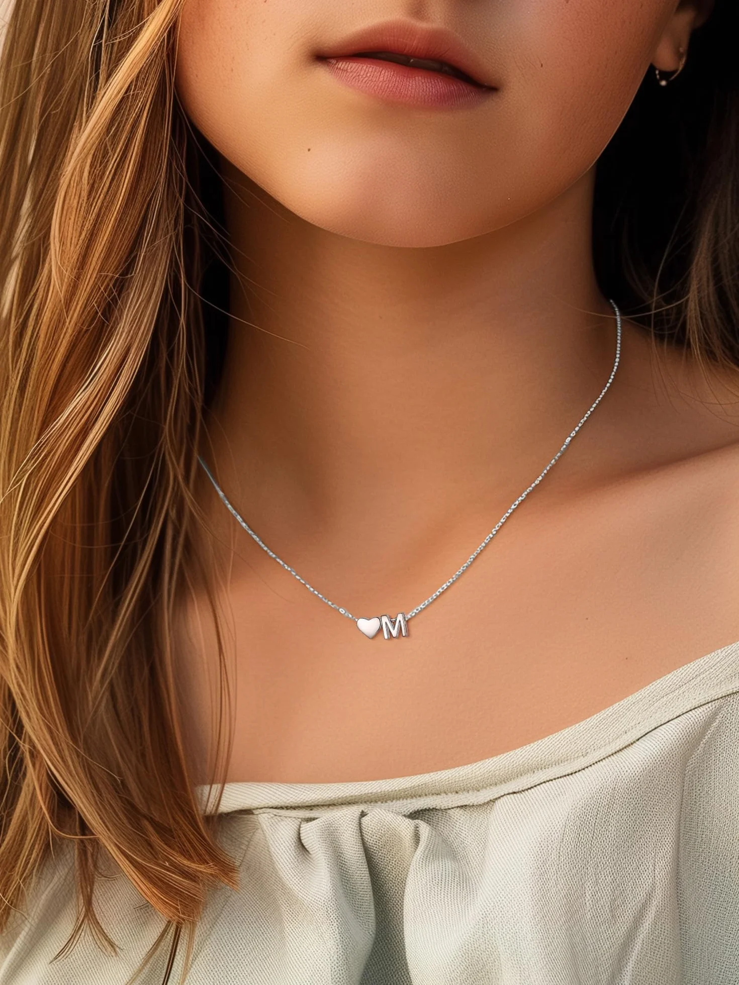 ChicSilver Collar Inicial Mujer Plata 925 Colgante Corazón Letras Nombre | Material Plata de Ley Joyería Deliciosa Romántica Madre Pareja