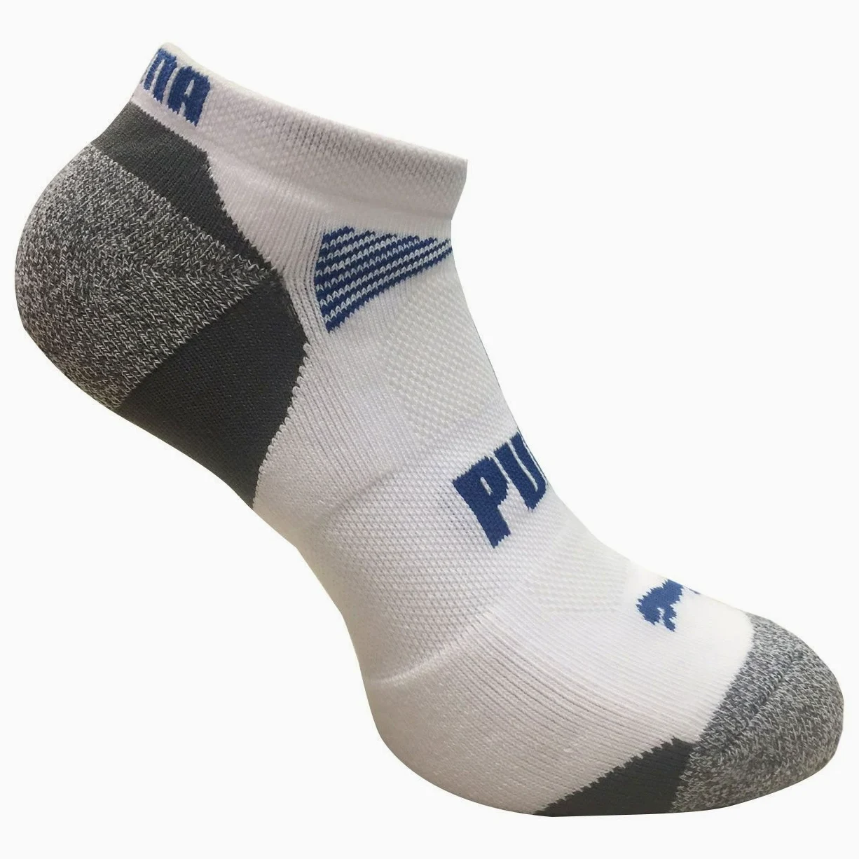 Puma de los hombres corte bajo todos los deporte no show calcetines, Blanco/Gris
