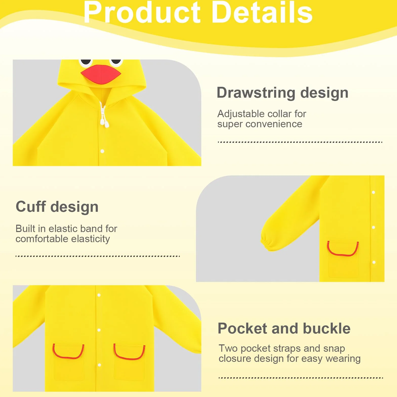 Chubasquero Niño Niña | Impermeable Infantil 3-7 Años | Poncho de Lluvia con Capucha | 5 Diseños Animados (Patito, Oso, Fresa, Conejo, Rana) | Unisex 80-130 cm | para Colegio y Parque al Aire Libre