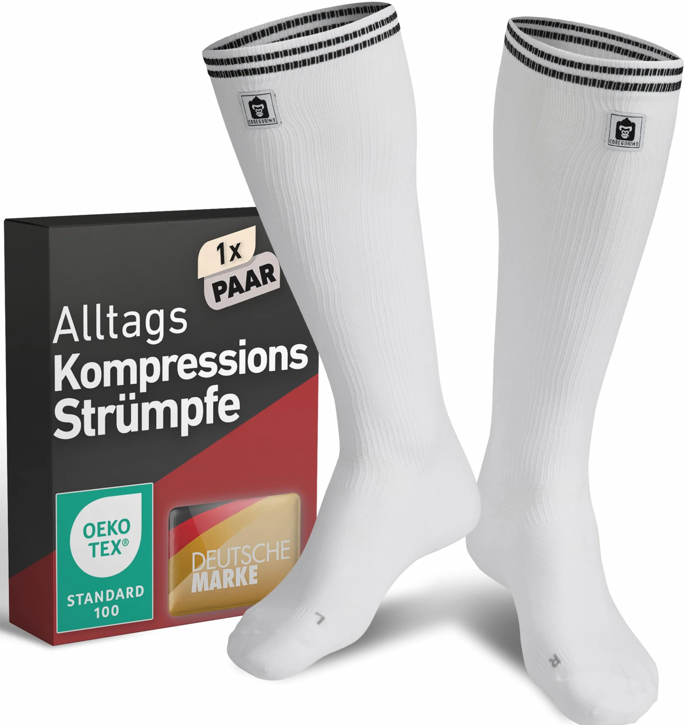 CORE GORIMO - Medias de compresión para hombre y mujer - Transpirables - Medias de apoyo y medias de trombosis para trabajos de pie, vuelos y deportes