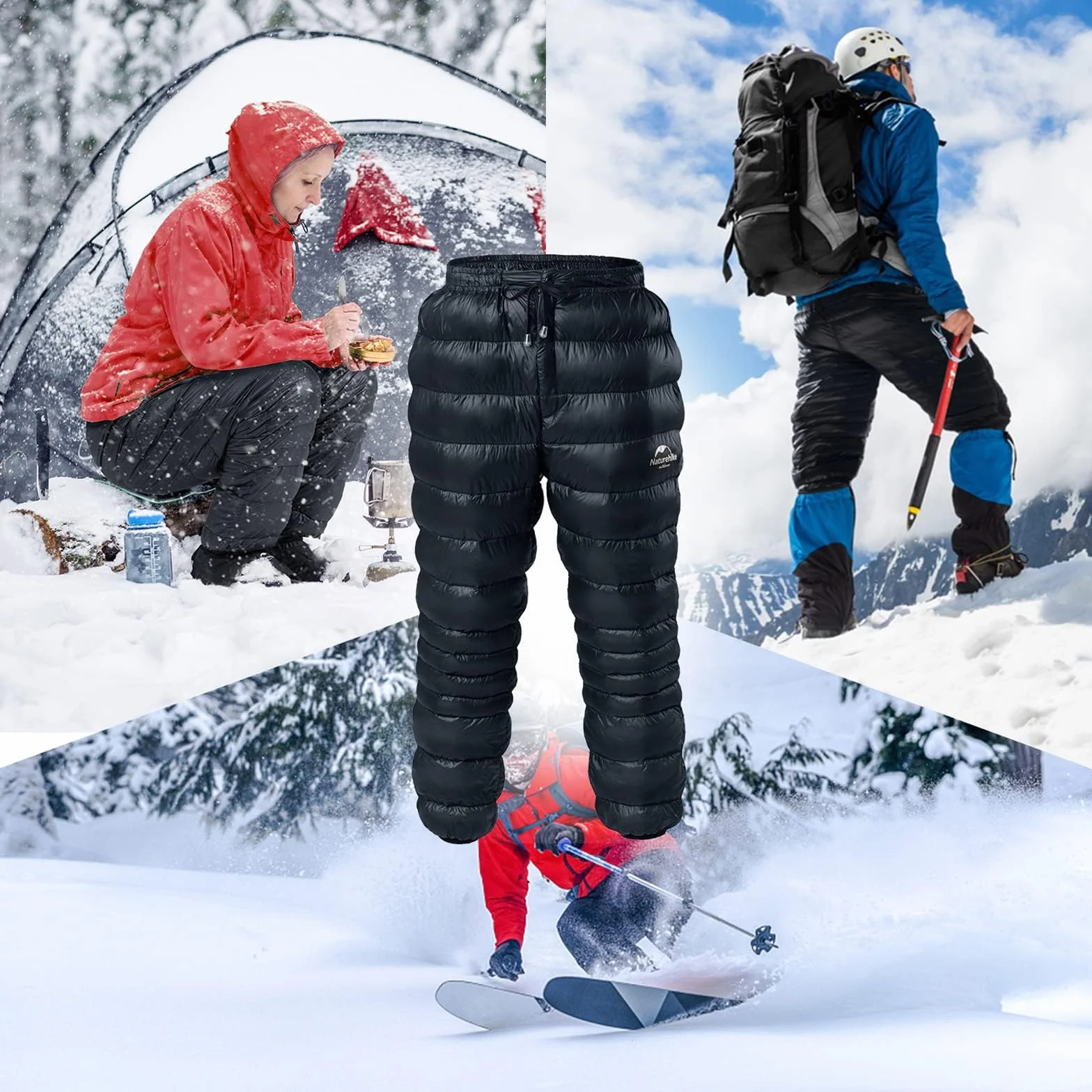 Naturehike Pantalones de plumón de Ganso Pantalones Térmicos Mujer Hombre Pantalones de Esquí Pantalones de Nieve Pantalones de Invierno Cálidos Impermeables