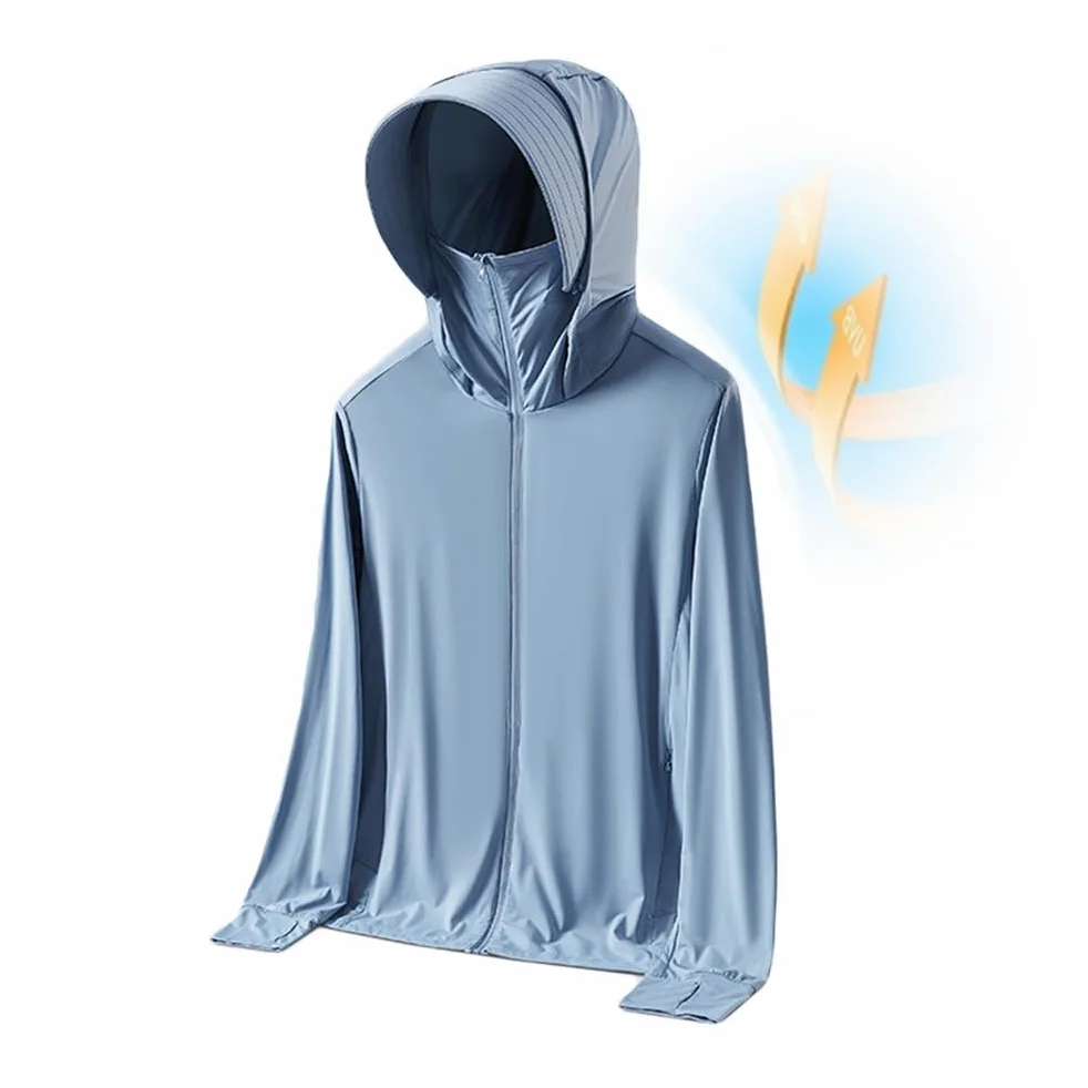 Camisetas de protección solar para hombre, protección contra erupciones finas UPF 50, hilo de seda de hielo, traje de pesca anti-UV, verano