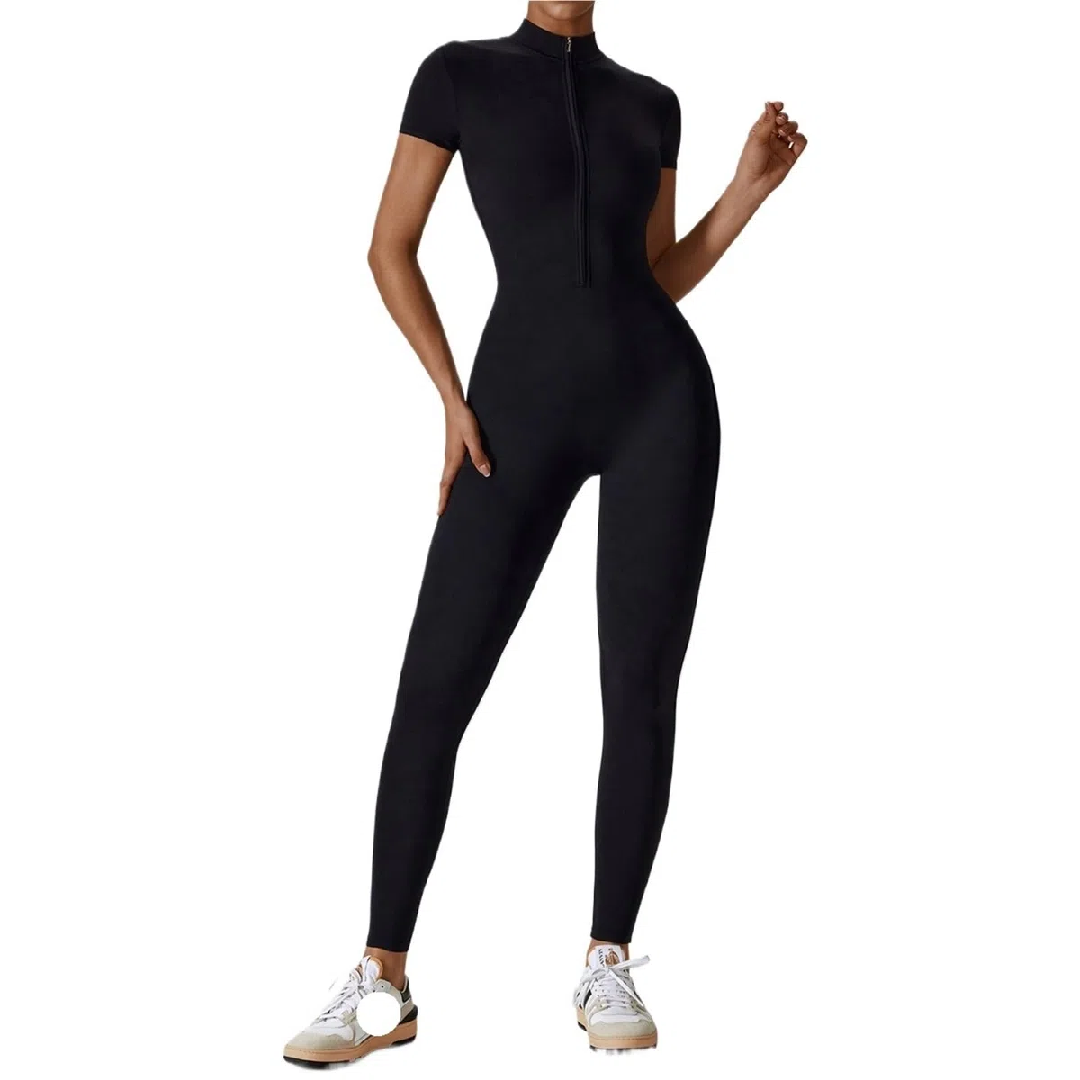 Conjunto de Yoga, monos for mujer, traje con cremallera manga corta for gimnasio, ropa entrenamiento aumento, Bodi deportivo, chándal