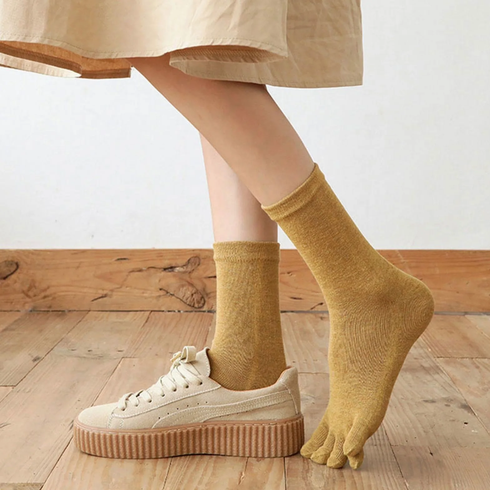 MOGSA Calcetines para mujer, 3 piezas, con cinco dedos, informales, cómodos, cálidos, separados, para mujer