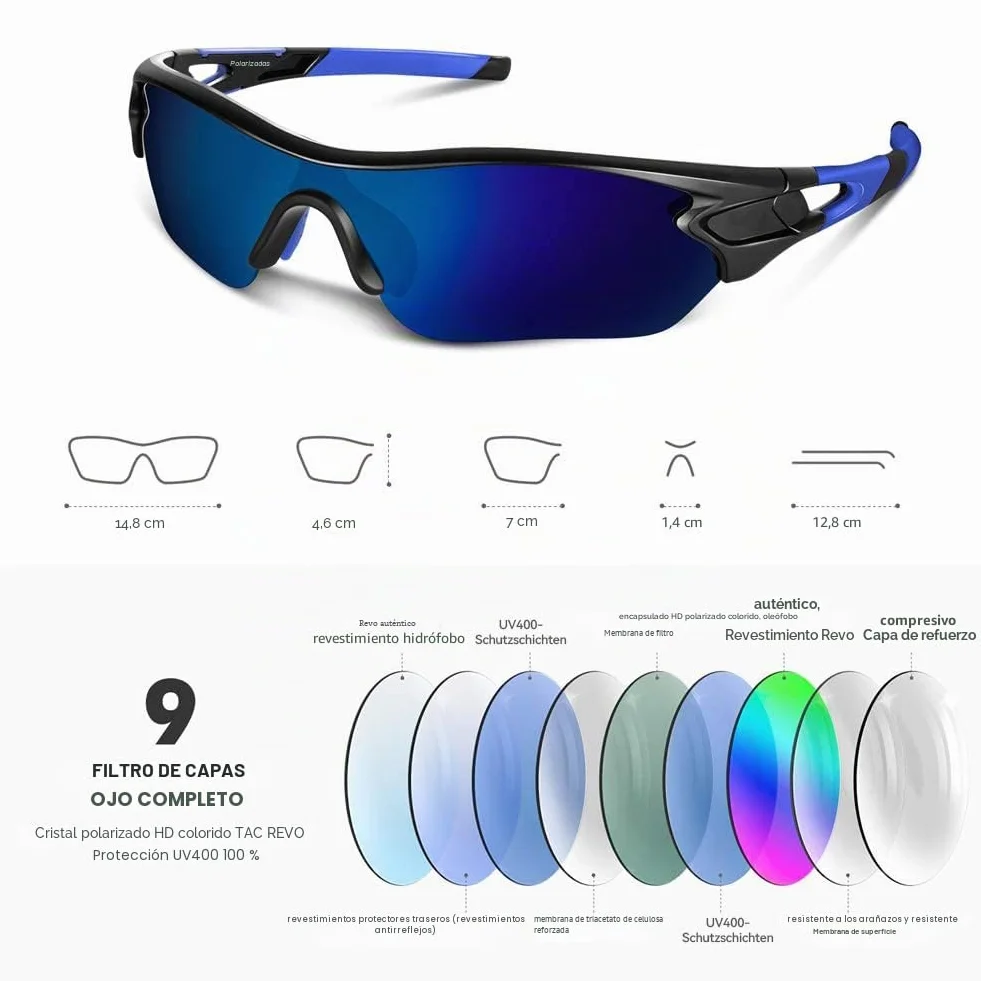 BEACOOL Gafas de Sol Polarizadas Gafas de Sol Deportivas Unisex Protección UV400 con Monturas Ligeras para Esquiando Ciclismo Carrera Surf Golf Conduciendo