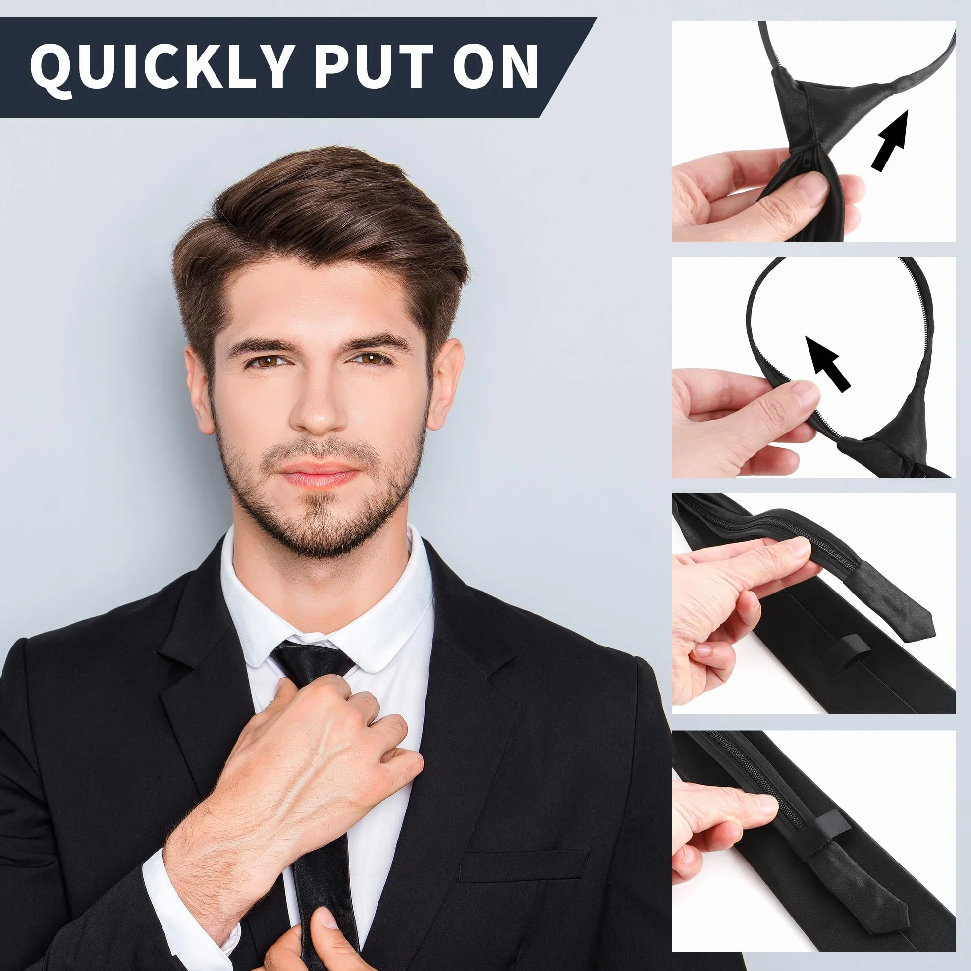 JSMTKJ 4 Piezas Corbata Infantil para Niños, Ajustable con Clip y Banda Elástica, Perfecta para Graduación, Boda, Disfraces y Eventos Formales Elegante y Fácil de Colocar para Niños