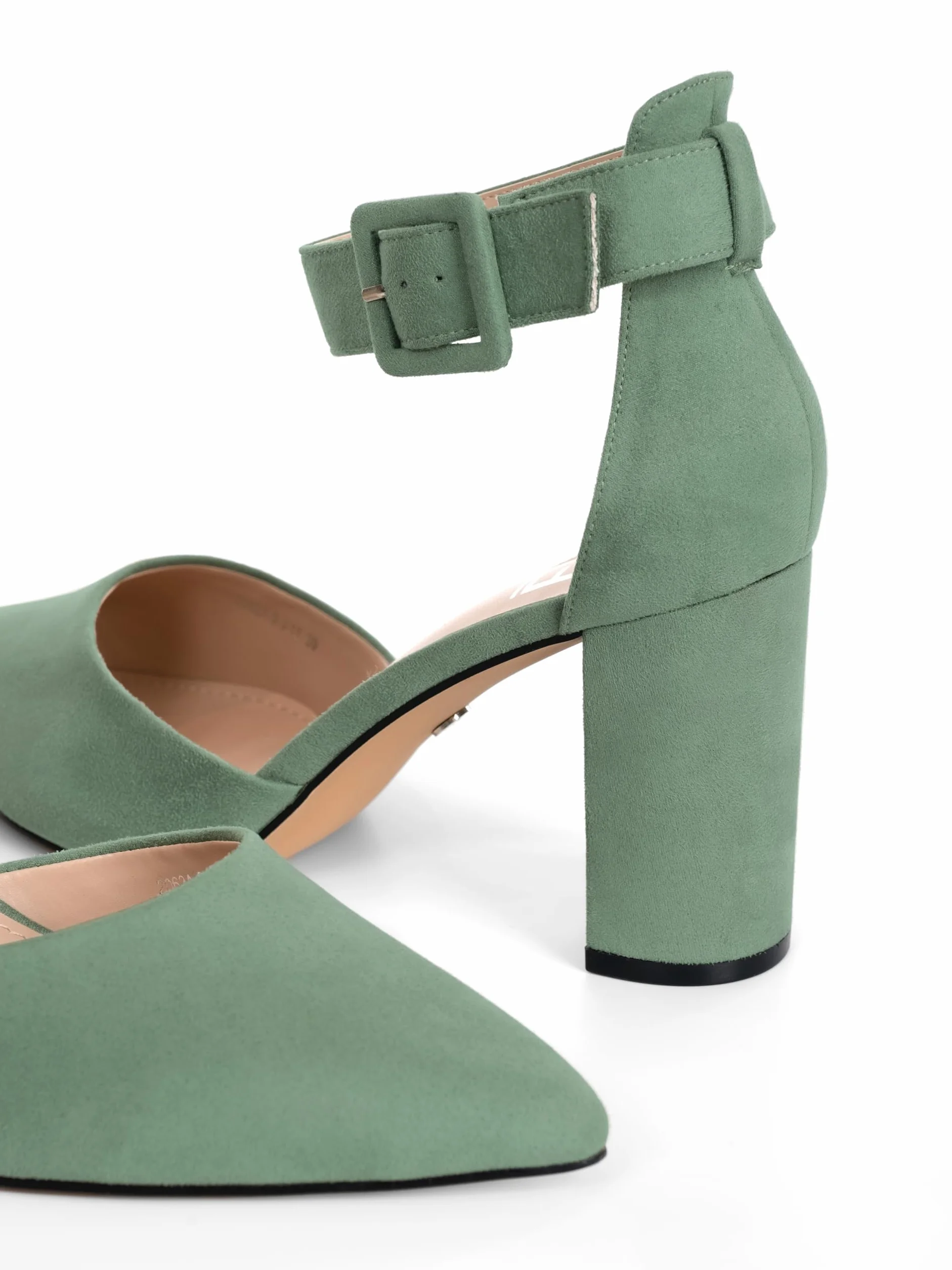 Tacones, 8.5 cm Tacón Bloque, Zapatos con Trasera, 8.5 cm Tacón Bloque, Blanco/Beige/Negro/Rosa/Verde/Gris/Rojo, Cuero sintético/Ante sintética, Zapatos Destalonados, Slingbacks, 2062A