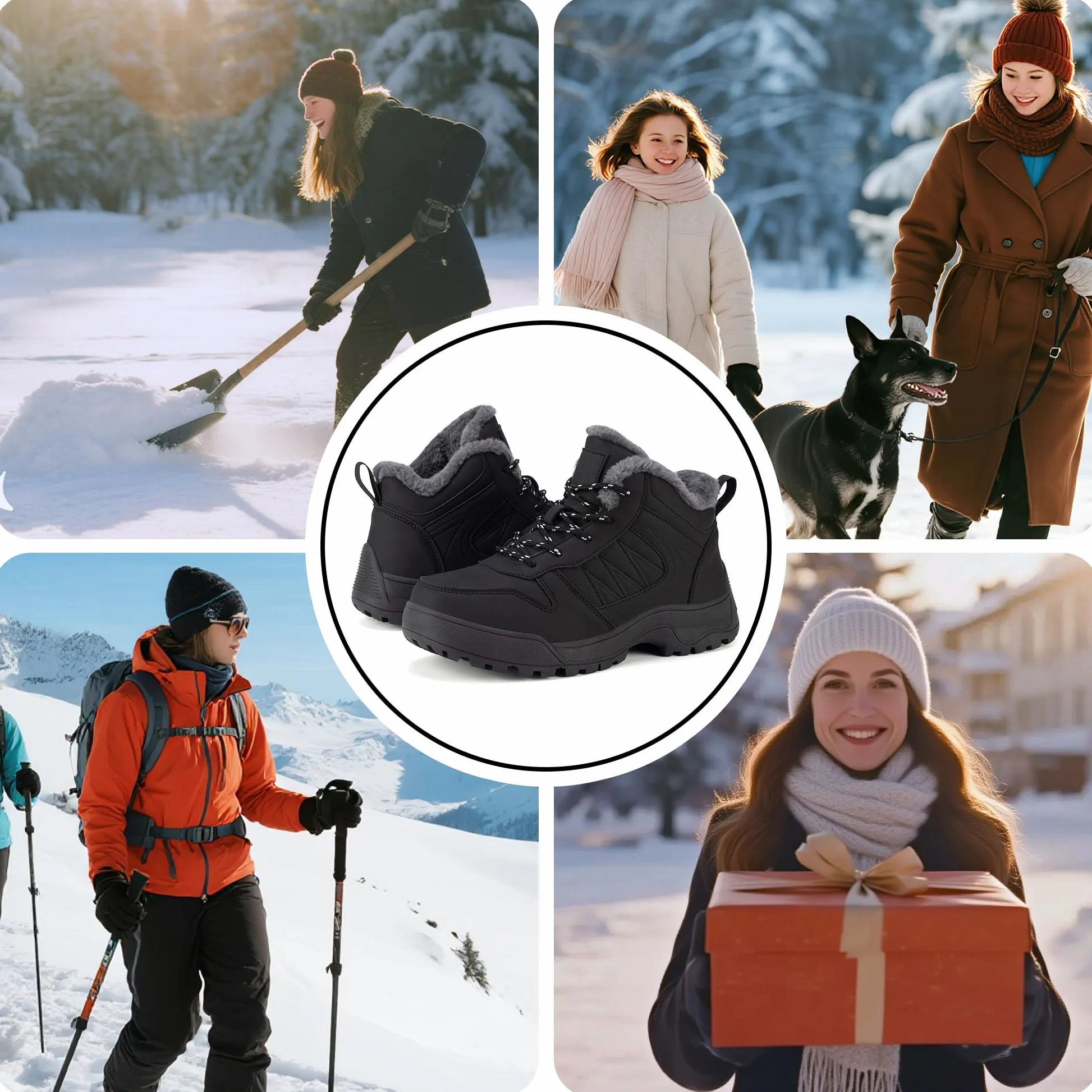 Botas de Nieve Mujer Impermeables Antideslizantes - Forradas de Pelo Caliente, Botas de Invierno Abrigadas para Mujer