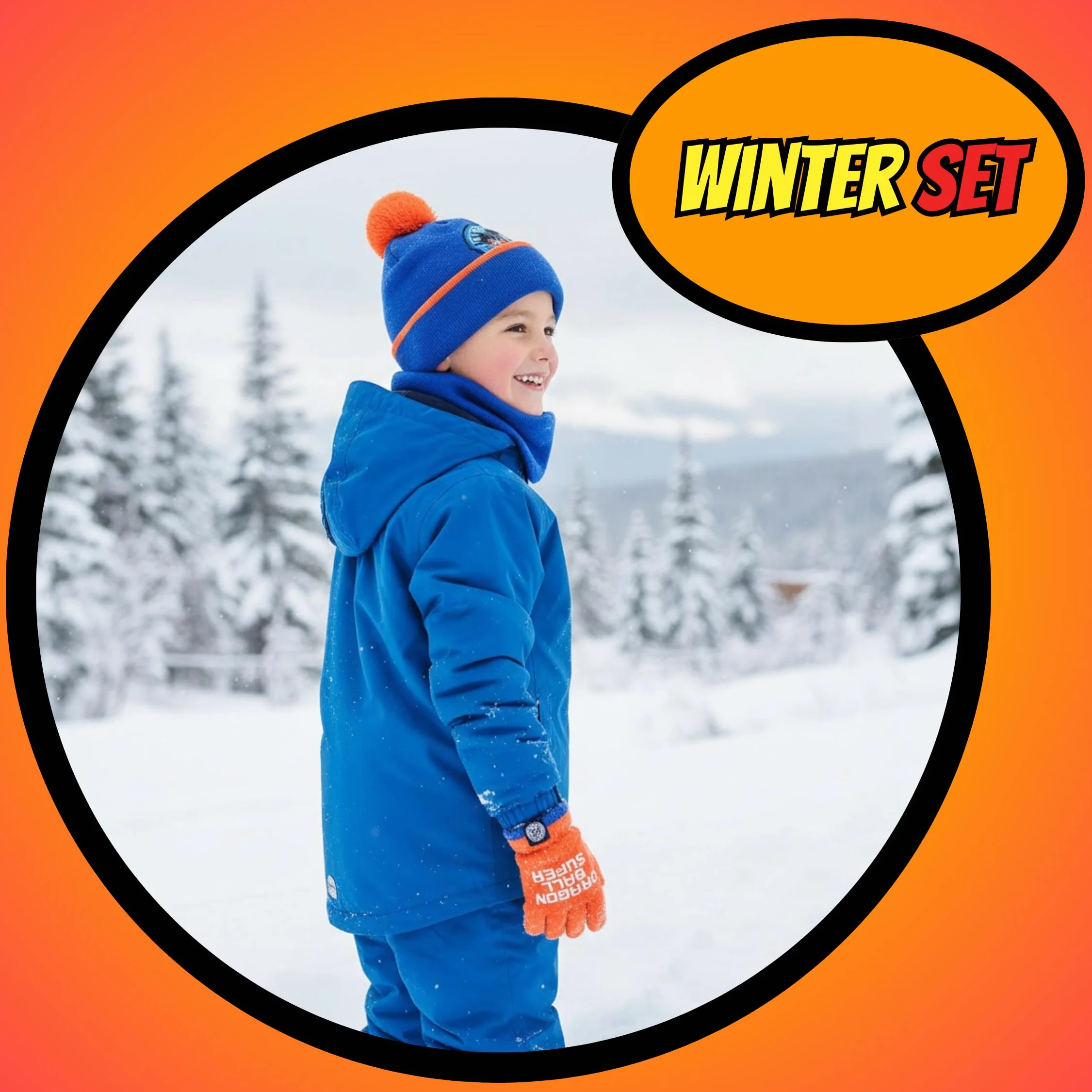 Dragon Ball Z Gorro Bufanda y Guantes para Niño, Conjunto de Invierno Infantil Diseño Goku, Regalo para Niños