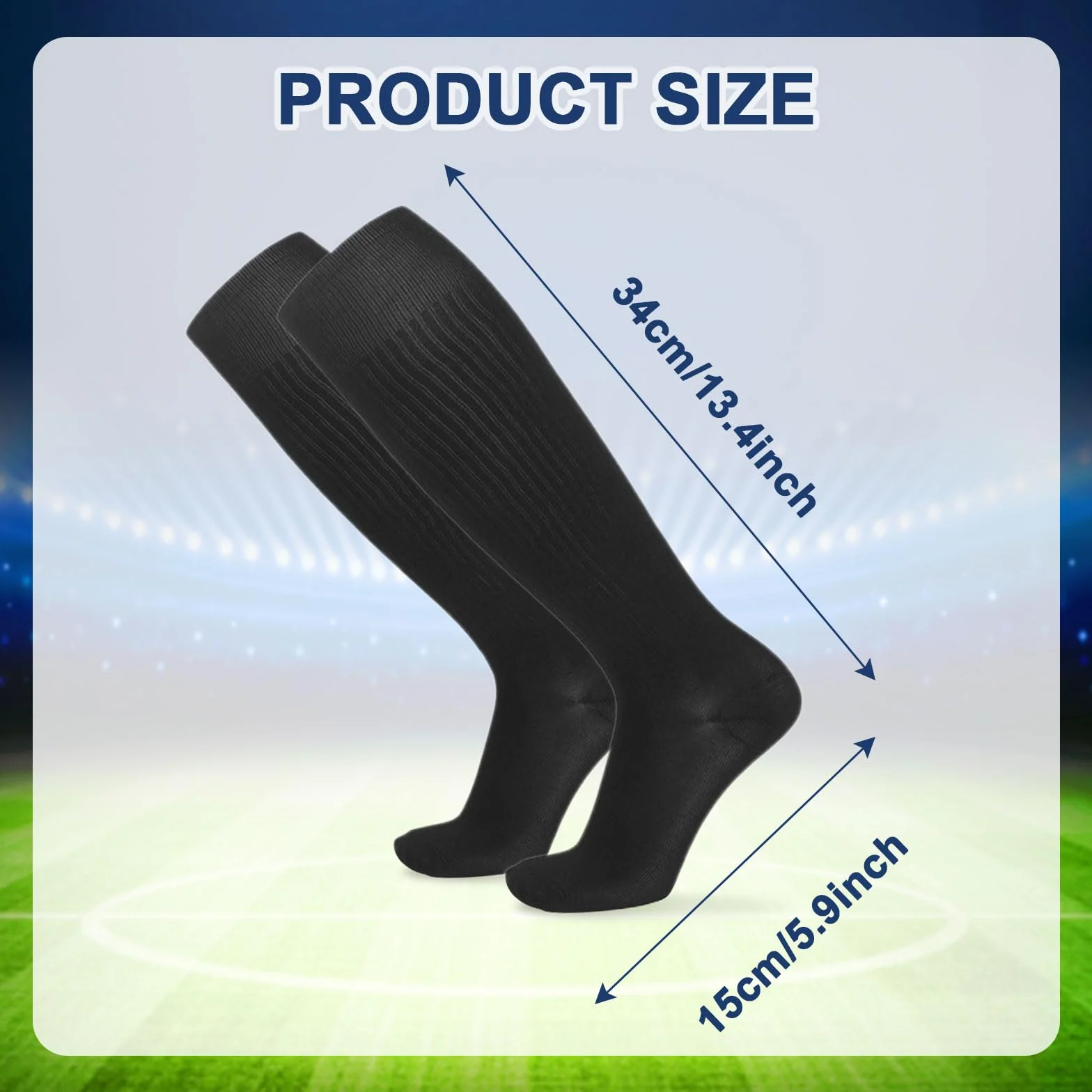 EUPSIIU 2 Pares Medias de Fútbol Largos para Niños Calcetines Deportivos de Niños Largo Tubo de Calcetines, Calcetines de Fútbol, Baloncesto, Rugby, Correr, Niños Niñas 5-13 Años (Negro)