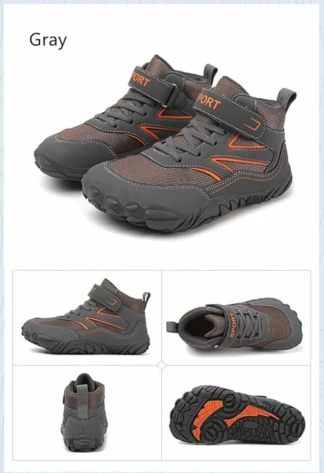 Zapatillas Descalzas Niños Zapatos de Trekking Barefoot Minimalistas Ligeras Transpirable Mid Hiking Shoes Unisex,28-37EU