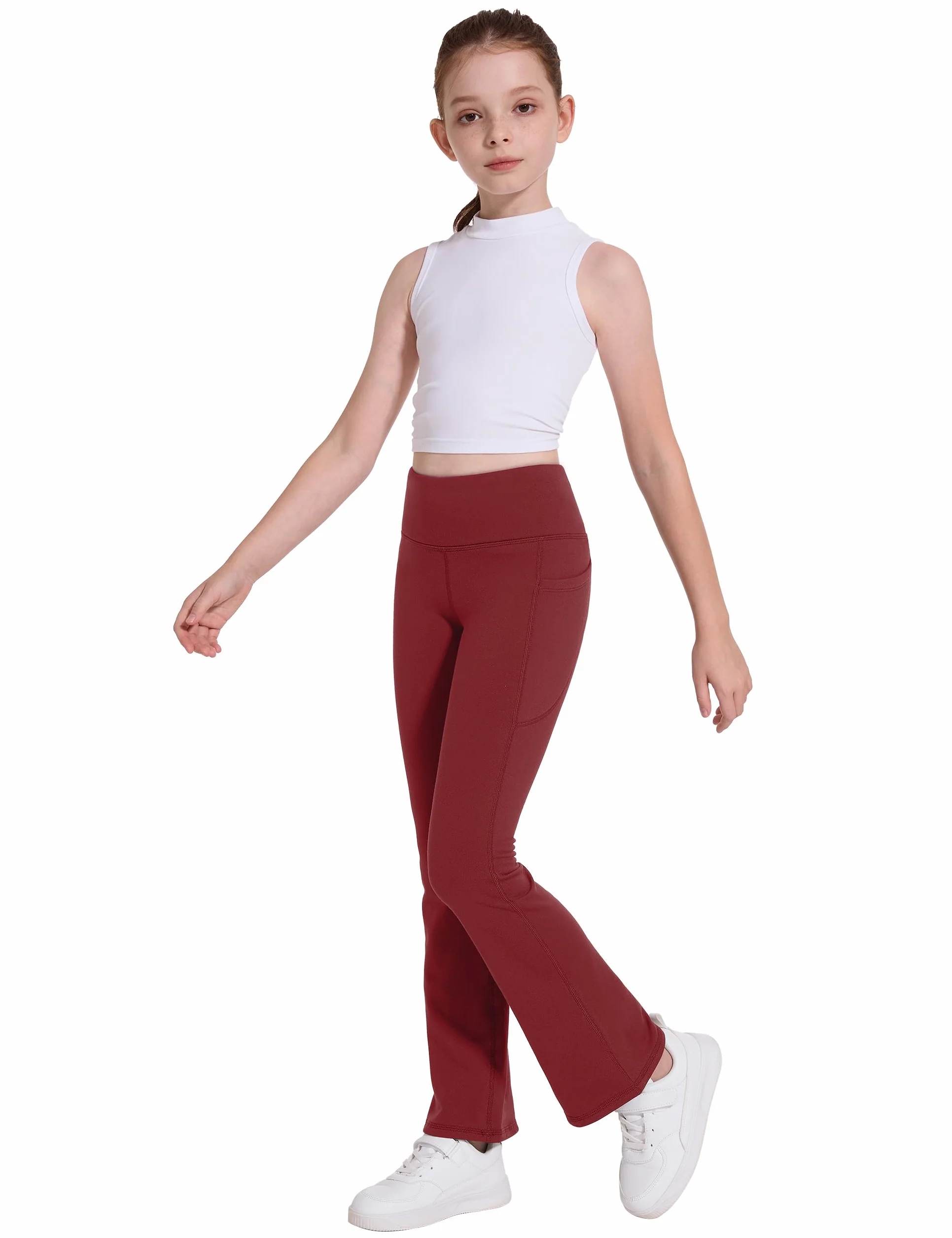 Desol Leggings térmicos con forro polar para niña, cintura alta, acampanados, pantalones de yoga cálidos con bolsillos, ropa preparada