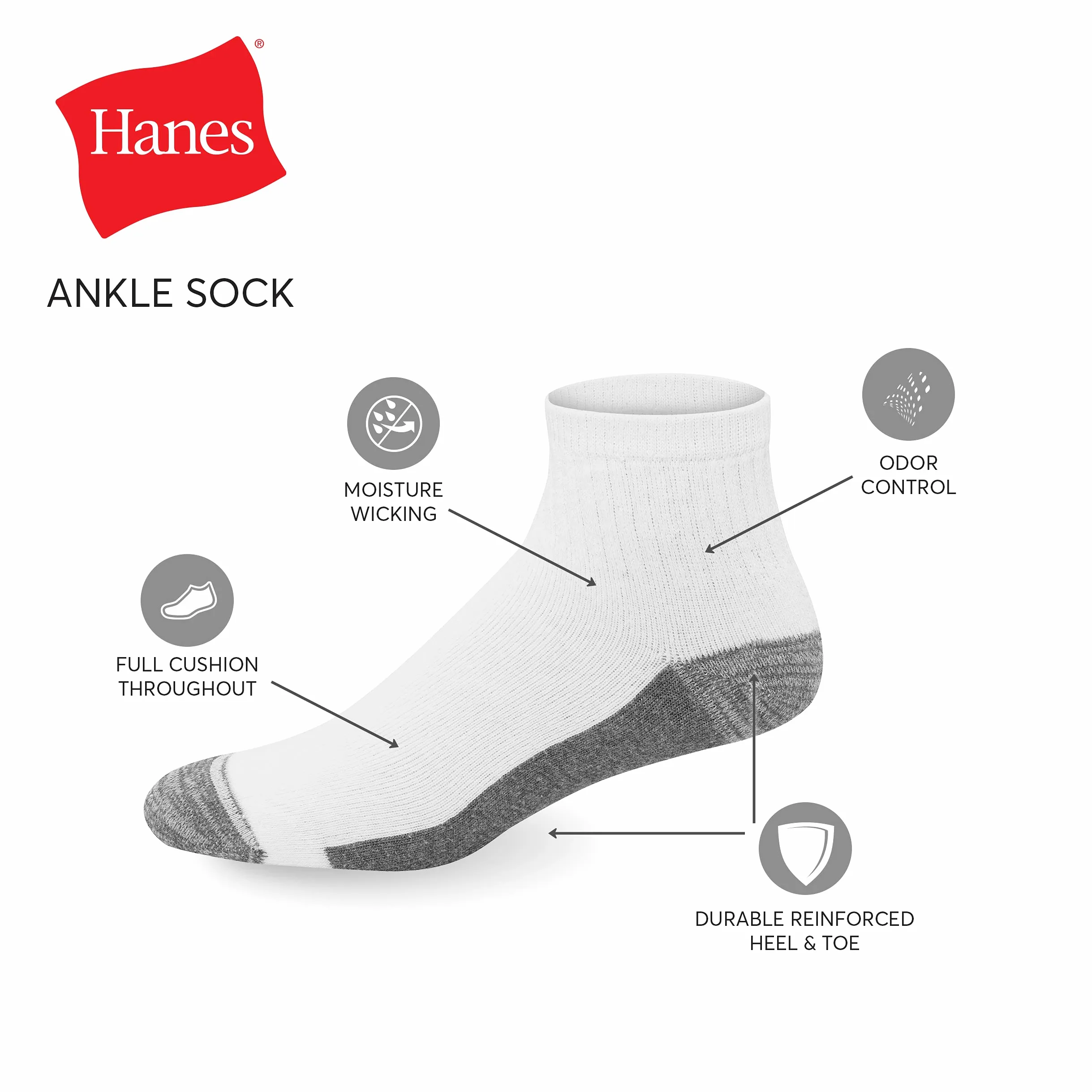 Hanes Men's Max Cushion Ankle