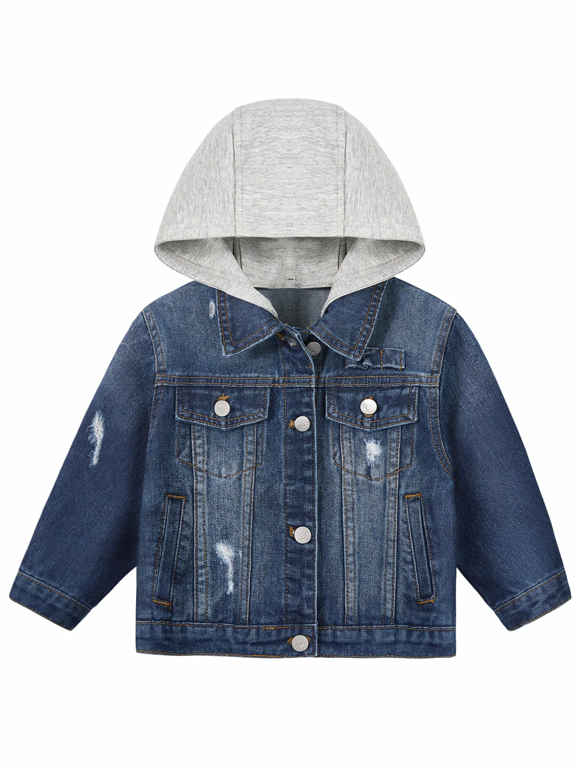 Volunboy Chaqueta Vaquera Niños Desmontable Capucha Azul Mezclilla 2-8 Años