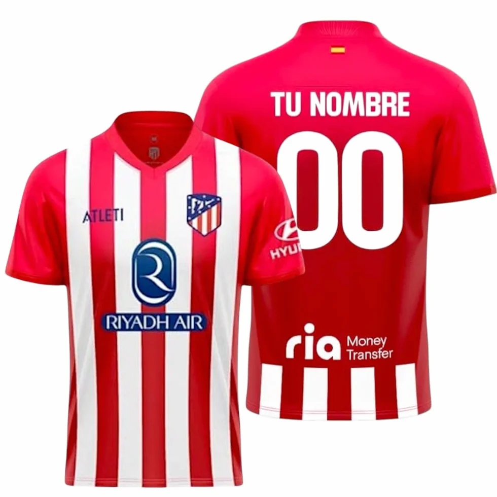 Atletico DE Madrid Camiseta Personalizable Primera Equipación Temporada 2023-2024 Réplica Oficial - Tallas Adulto