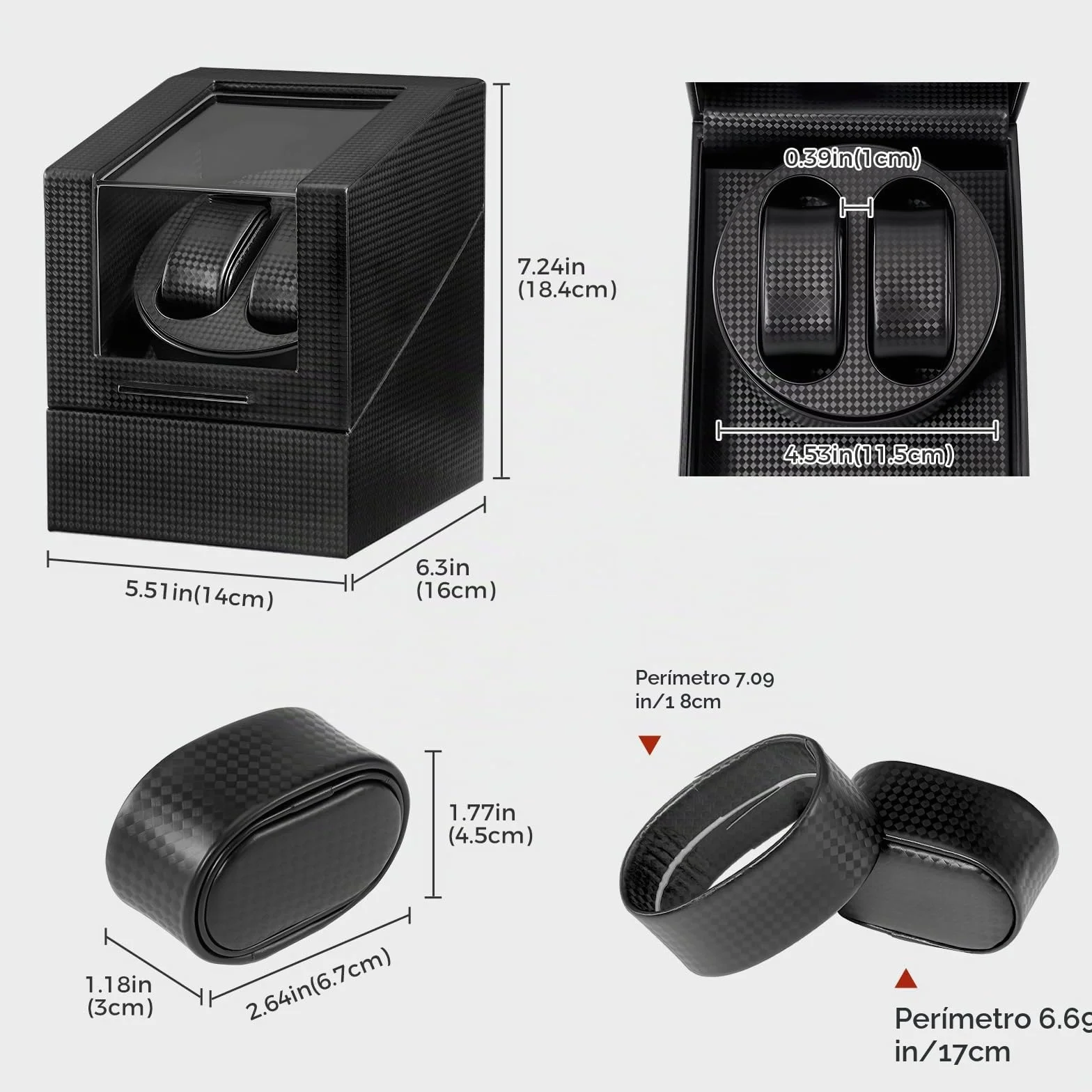 ProCase Enrollador de relojes automáticos caja giratoria 2 ranuras motor silencioso