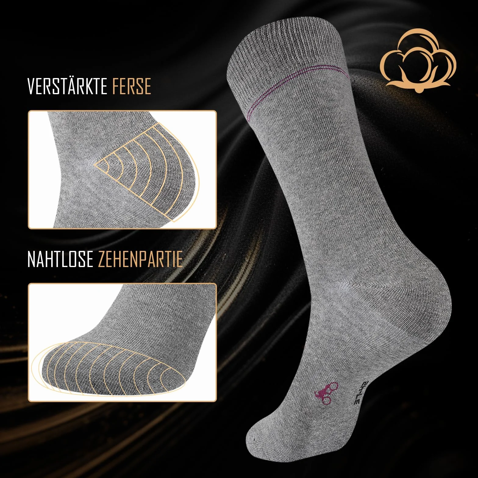 Calcetines Hombre–6 Pares Calcetines de Negocios Transpirables, Algodón Puro sin Costuras, Ideal para Trajes, Regalo para Hombre, Uso Diario y Casual