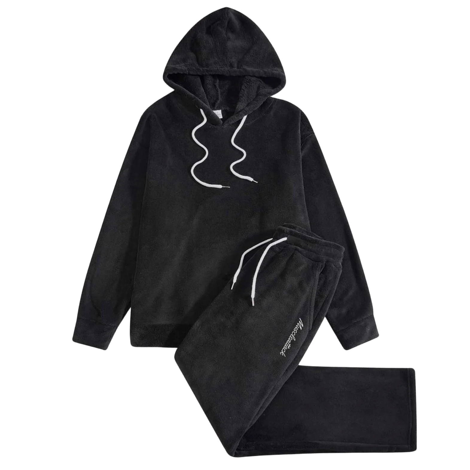 Pijama para hombre, pijama de invierno para Navidad, forro polar, pijama con capucha, de invierno, manga larga, mullido, suelto, de franela