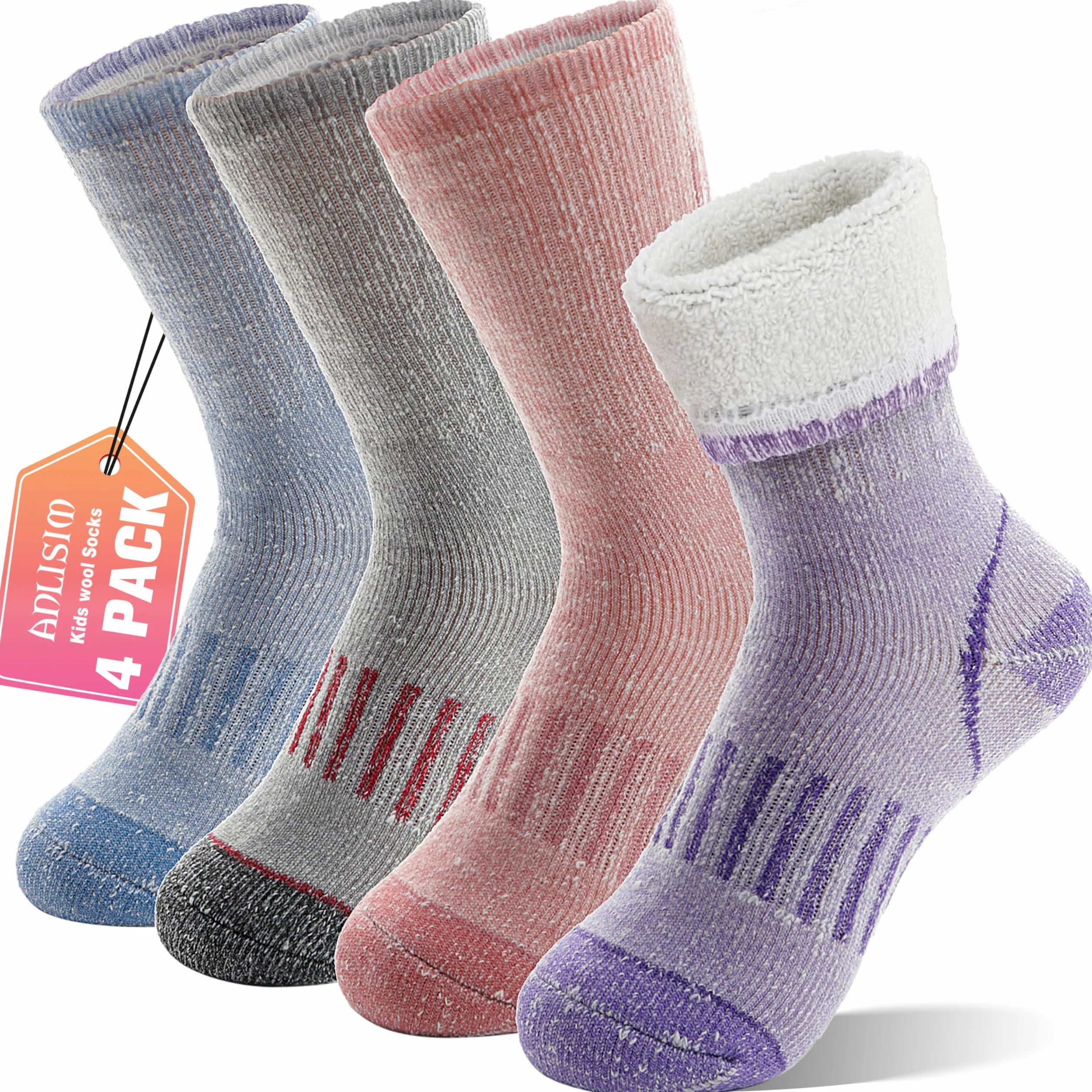 Anlisim Calcetines de senderismo de lana merino para niños y niñas, calcetines térmicos de invierno cálidos para botas de snowboard
