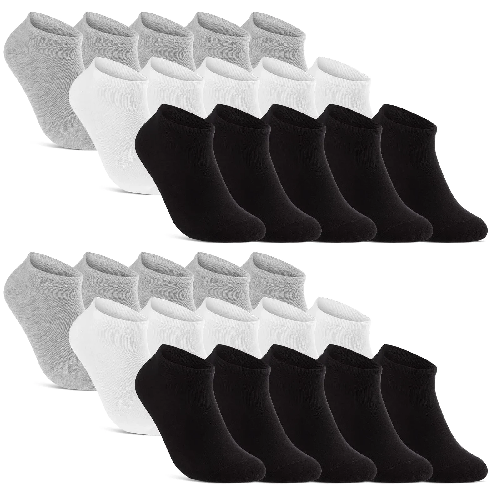 sockenkauf24 10 | 20 | 30 Pares Calcetines Cortos Hombre Mujer Calcetines Tobillero Negro Blanco Gris Algodón