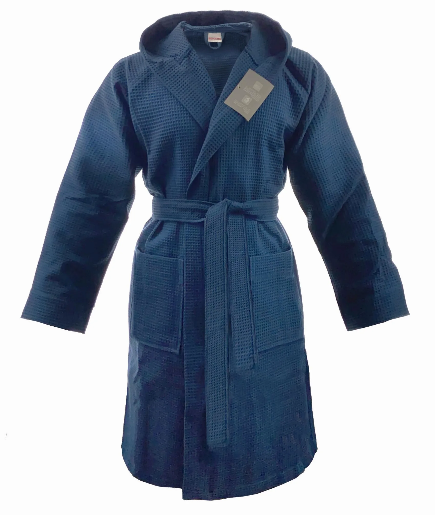 Albornoz Nido de abeja Hombre Mujer Zucchi solotuo con capucha talla XXL 58/60 azul puro algodón Piquet