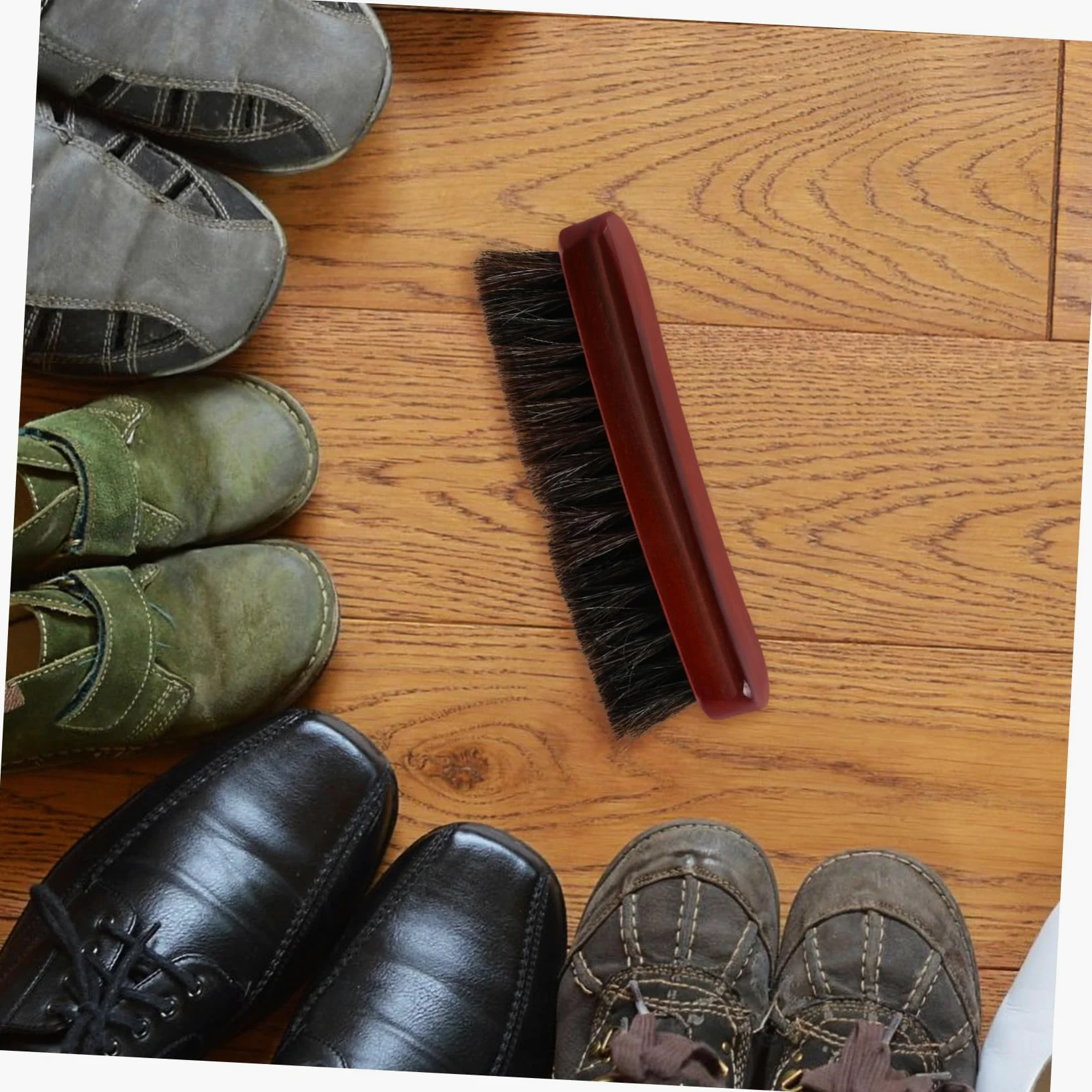 VALICLUD 3piezas Cepillo De Limpieza De Zapatos De Madera Cerdas De Crin De Caballo Herramienta Práctica para Pulido para Calzado y Accesorios