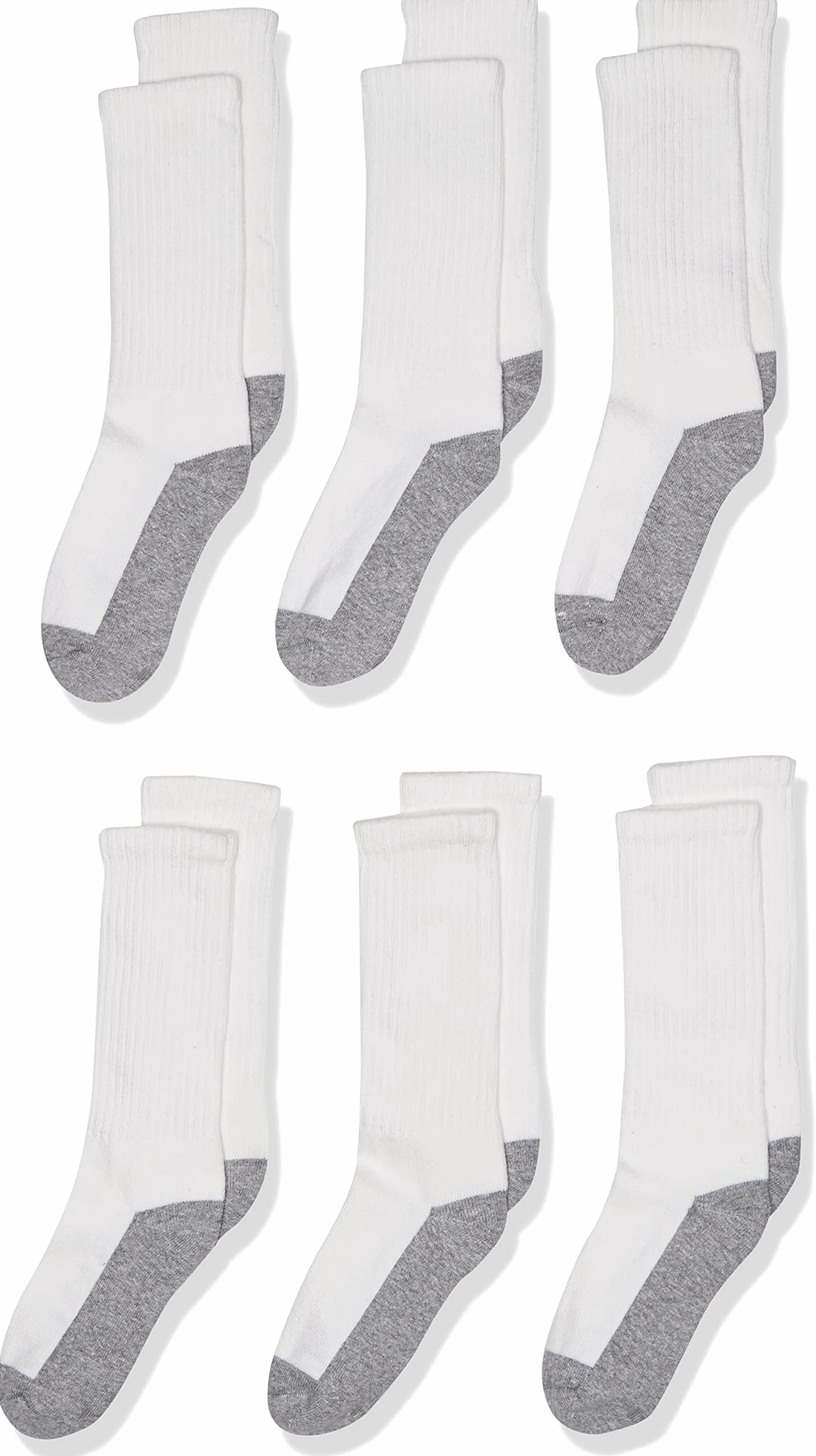 Jefferies Socks Para niños, punta sin costuras, equipo atlético, paquete de 6 - blanco