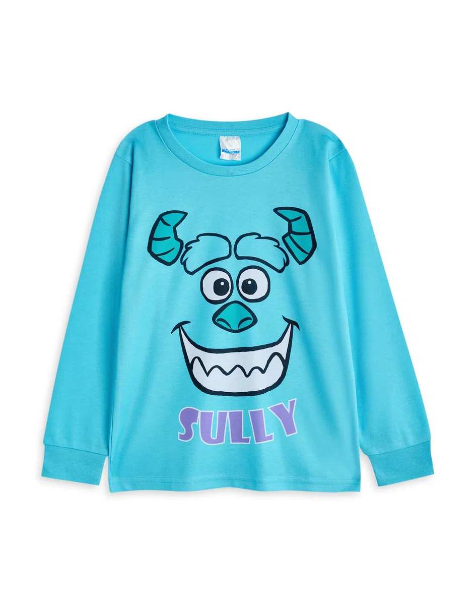 Disney Monster Inc Conjunto de Pijama para niños, Paquete de 2 | Niños Camiseta de Manga Larga con gráfico Sully & Mike y Pantalones de Pijama de Pernera Larga (Azul y Verde)