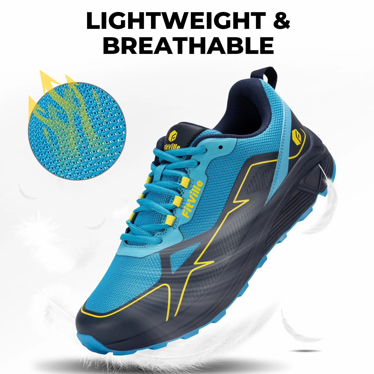 FitVille Zapatillas Ancho Trail Running Hombre Zapatos Caminar Montaña Antideslizantes Deporte Trekking