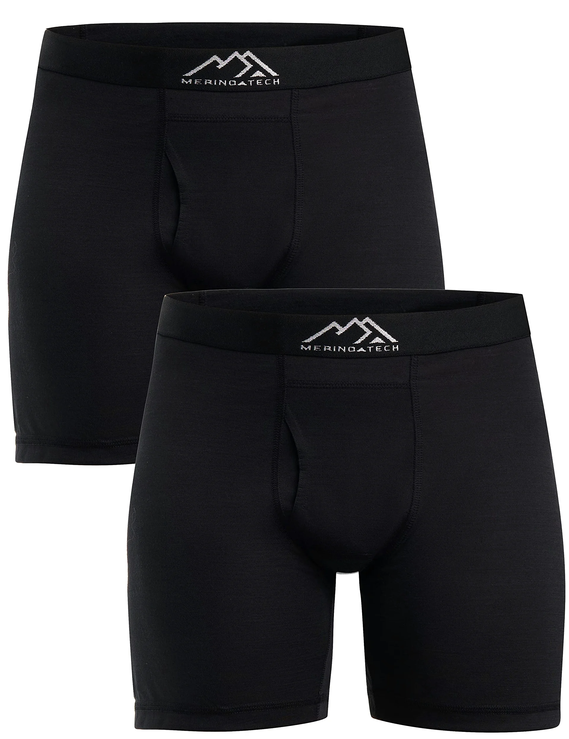 Merino.tech Calzoncillos Lana Merino Hombre - Boxer (L, P2 - Black) | Cintura elástica, sin rozaduras en entrepierna, transpirables, uso diario