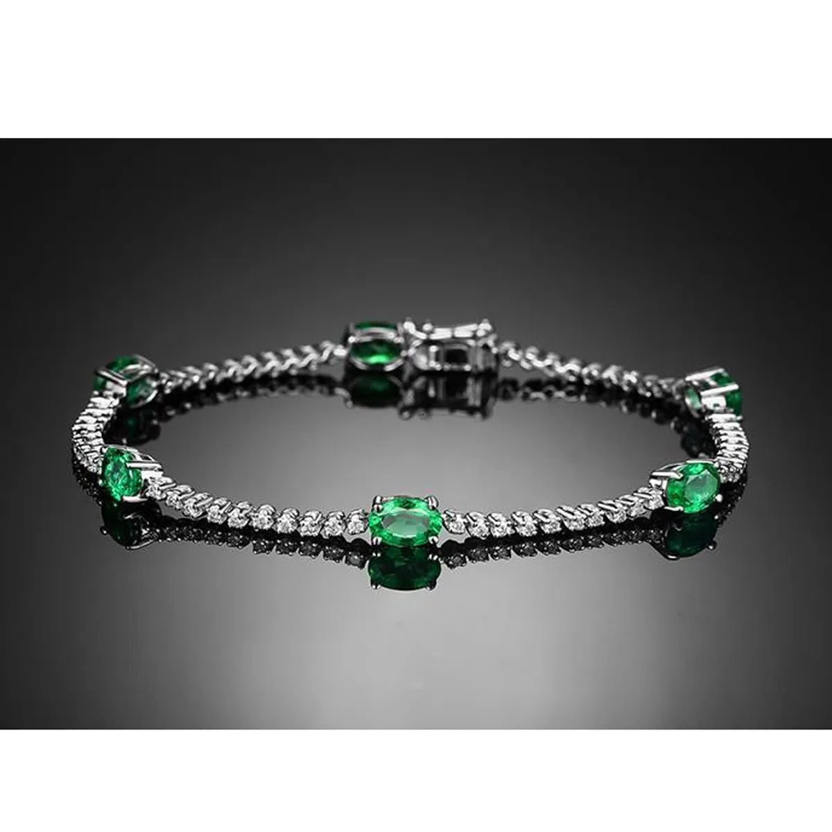 Pulsera Oro Blanco 9 Kilates / 14 Kilates / 18 Kilates Mujer, Oval con Zafiro y Diamante, Cadena 16 CM, Pulseras de Cadena Plata Azul Mujer