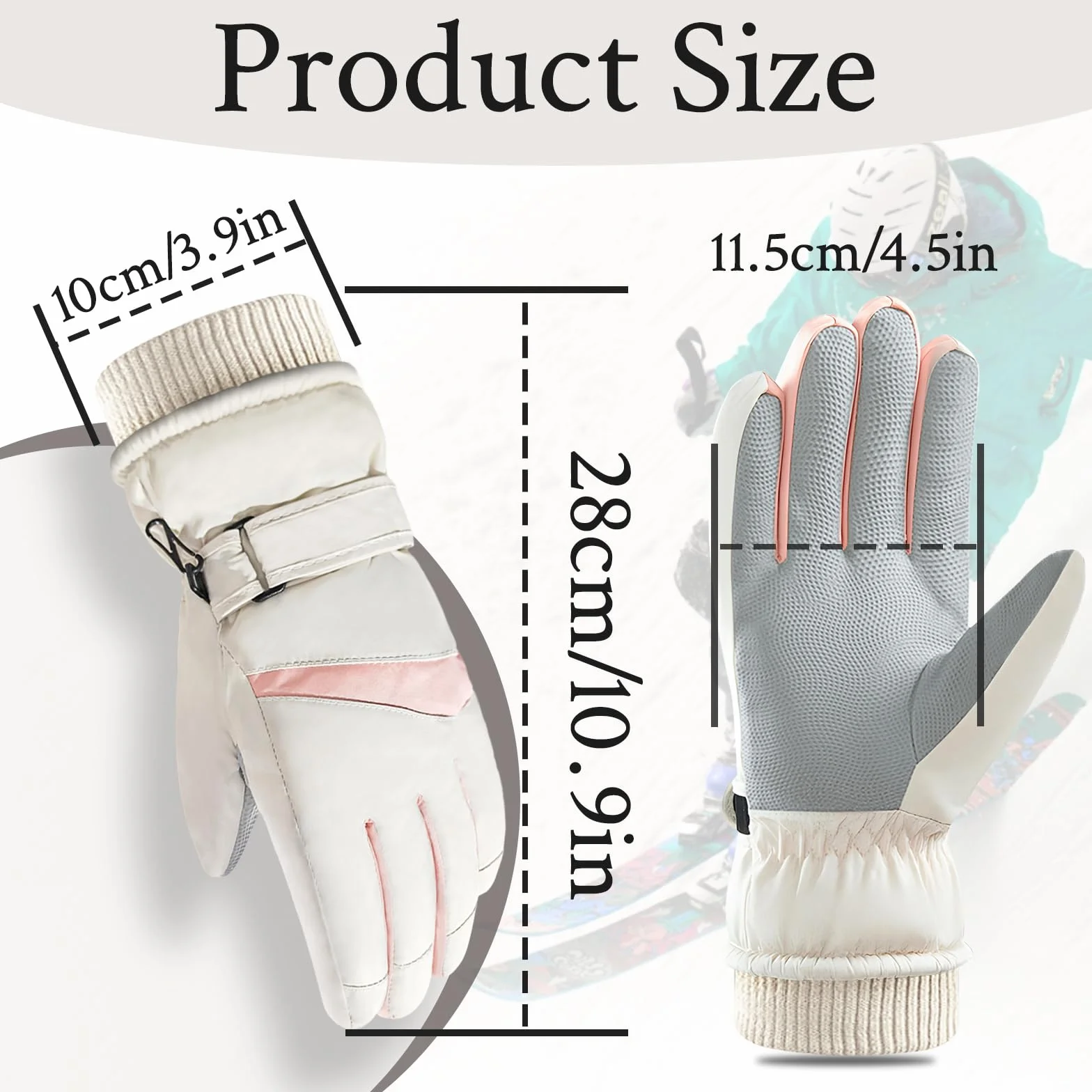 Guantes de esquí invierno mujer resistentes al viento térmicos pantalla táctil impermeables forro polar cálidos ciclismo deportes