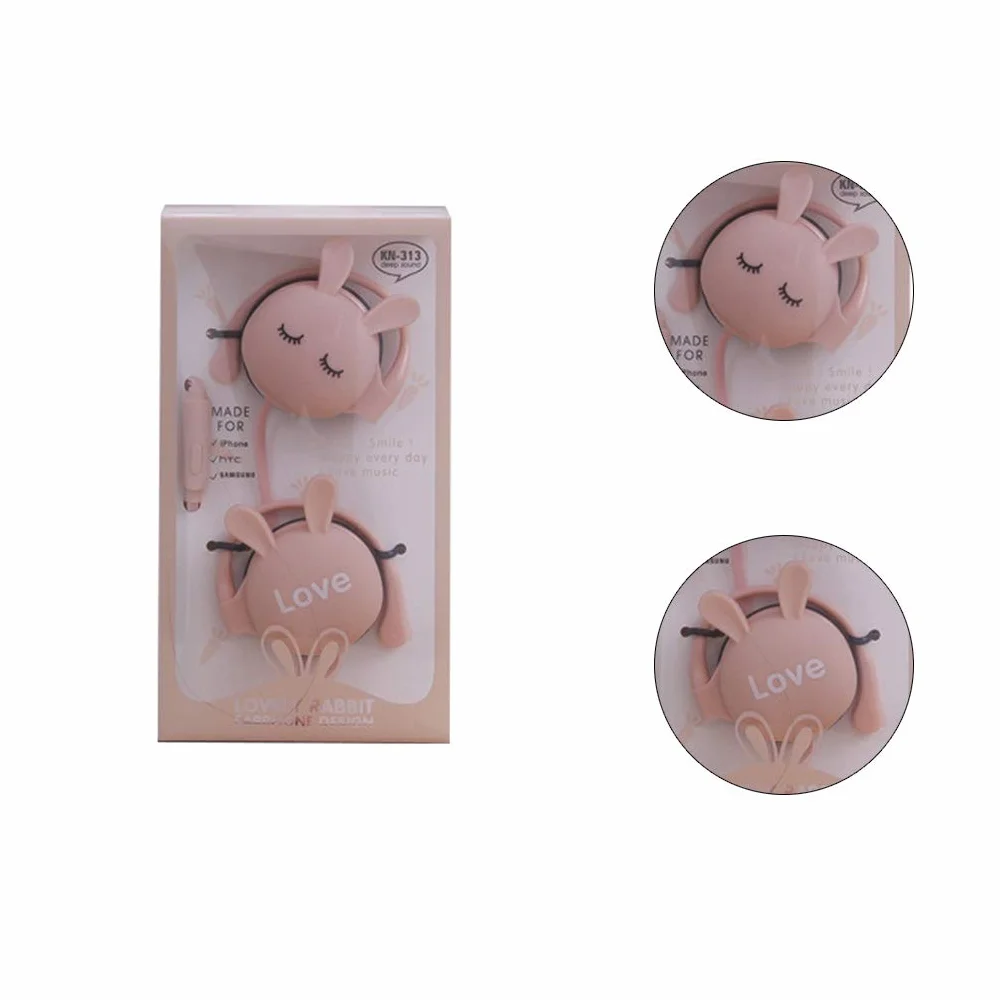 Dibujos animados Animal Ear Hook 2.5mm Wired Auricular Deporte Correr Auriculares Estéreo Niños Niñas Auriculares Rosa