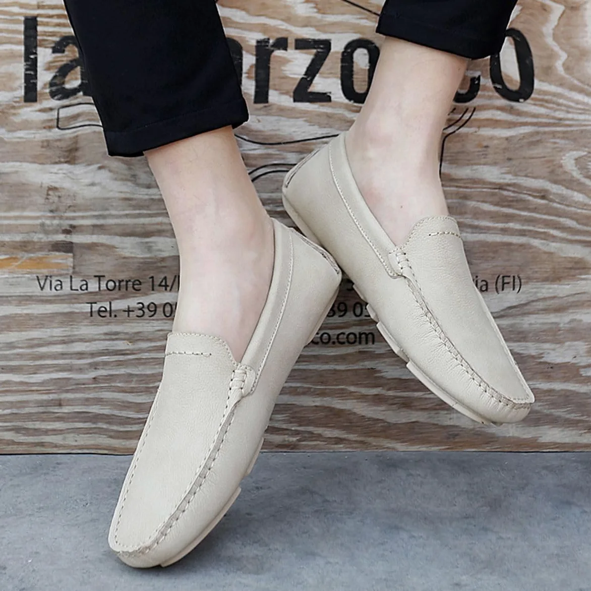 Mocasines para Hombre de Cuero Moda Slip-on Shoes Driver Shoes Casual Flat Shoes 38-49 EU